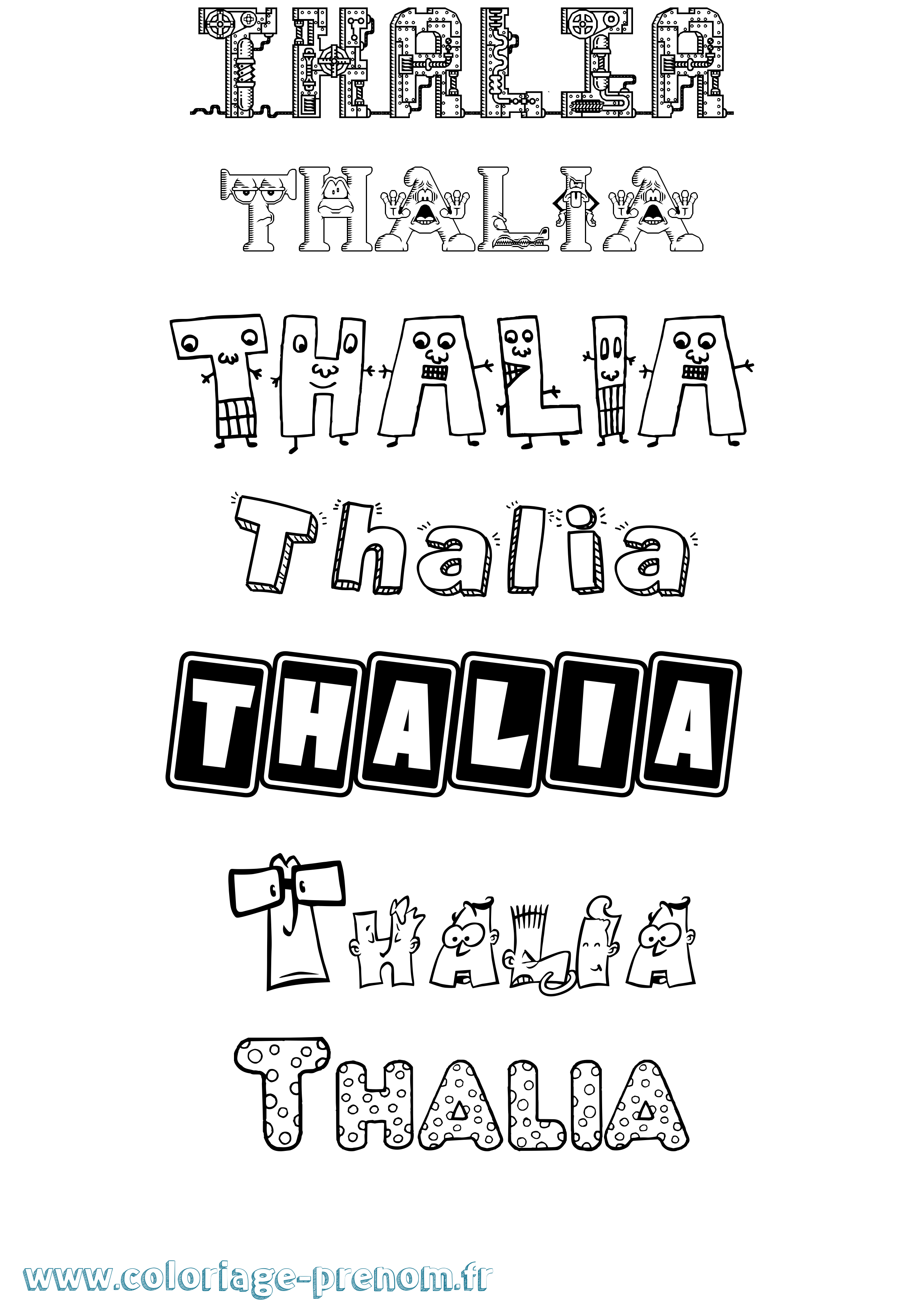 Coloriage prénom Thalia Fun