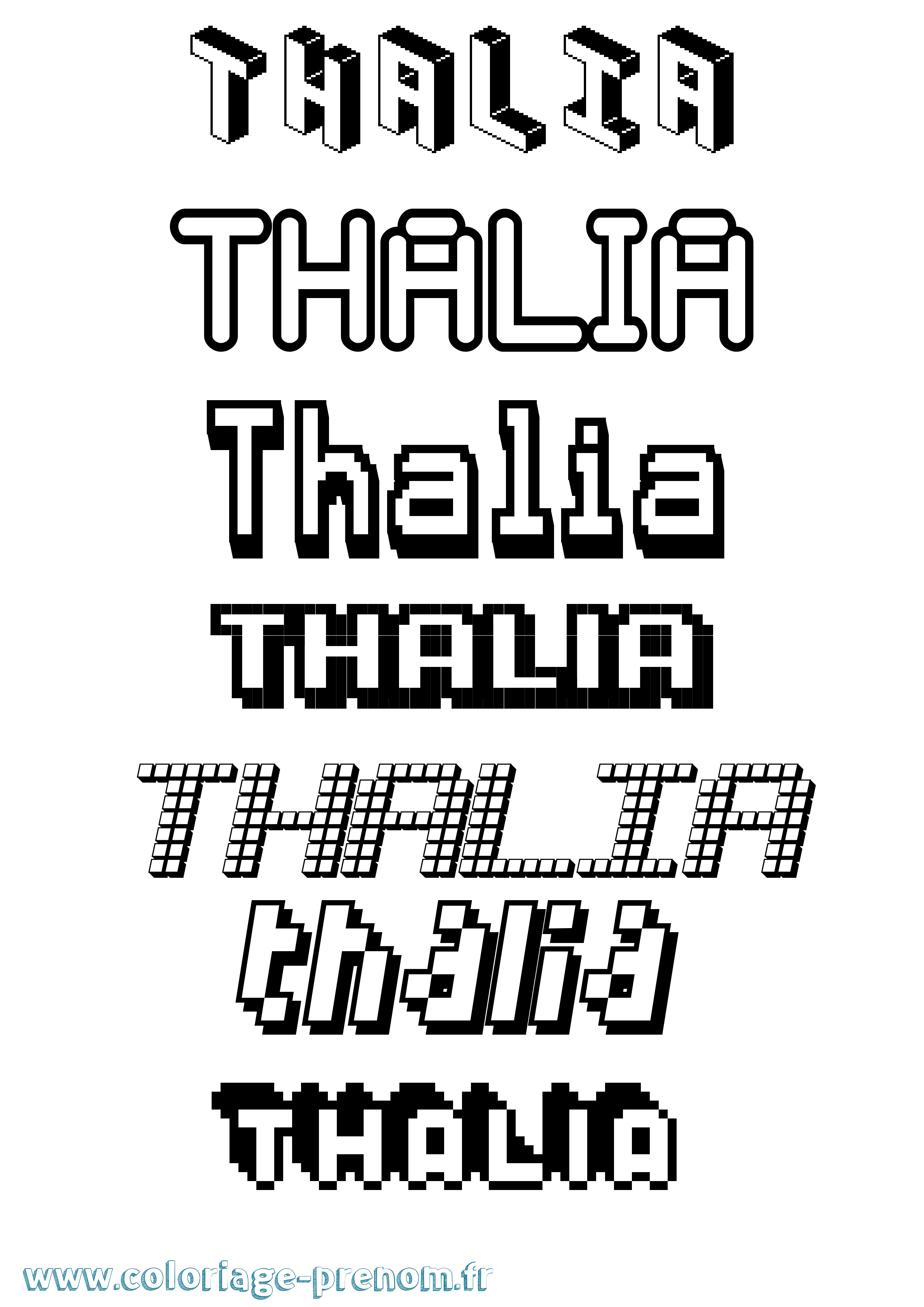 Coloriage prénom Thalia Pixel