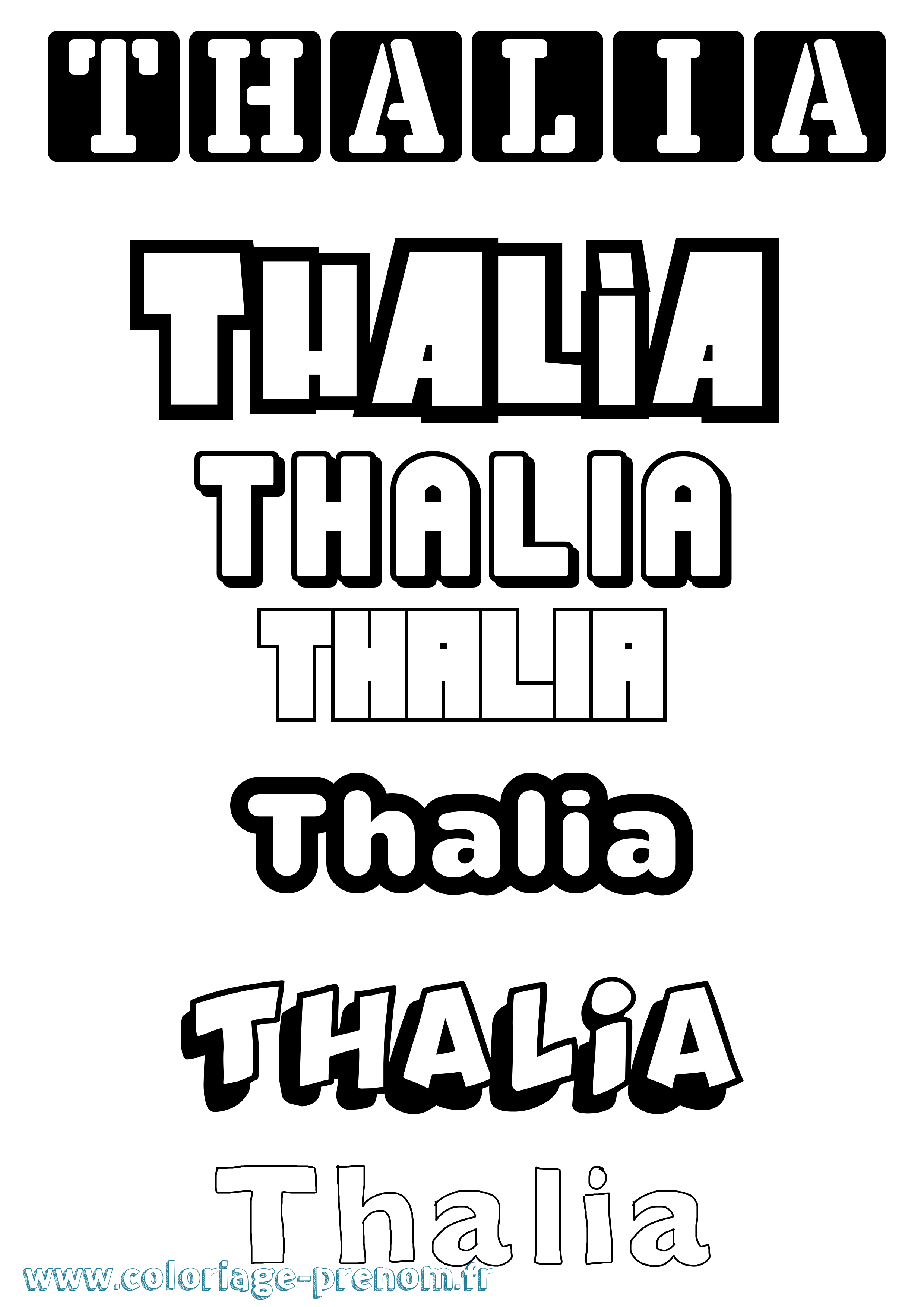 Coloriage prénom Thalia Simple
