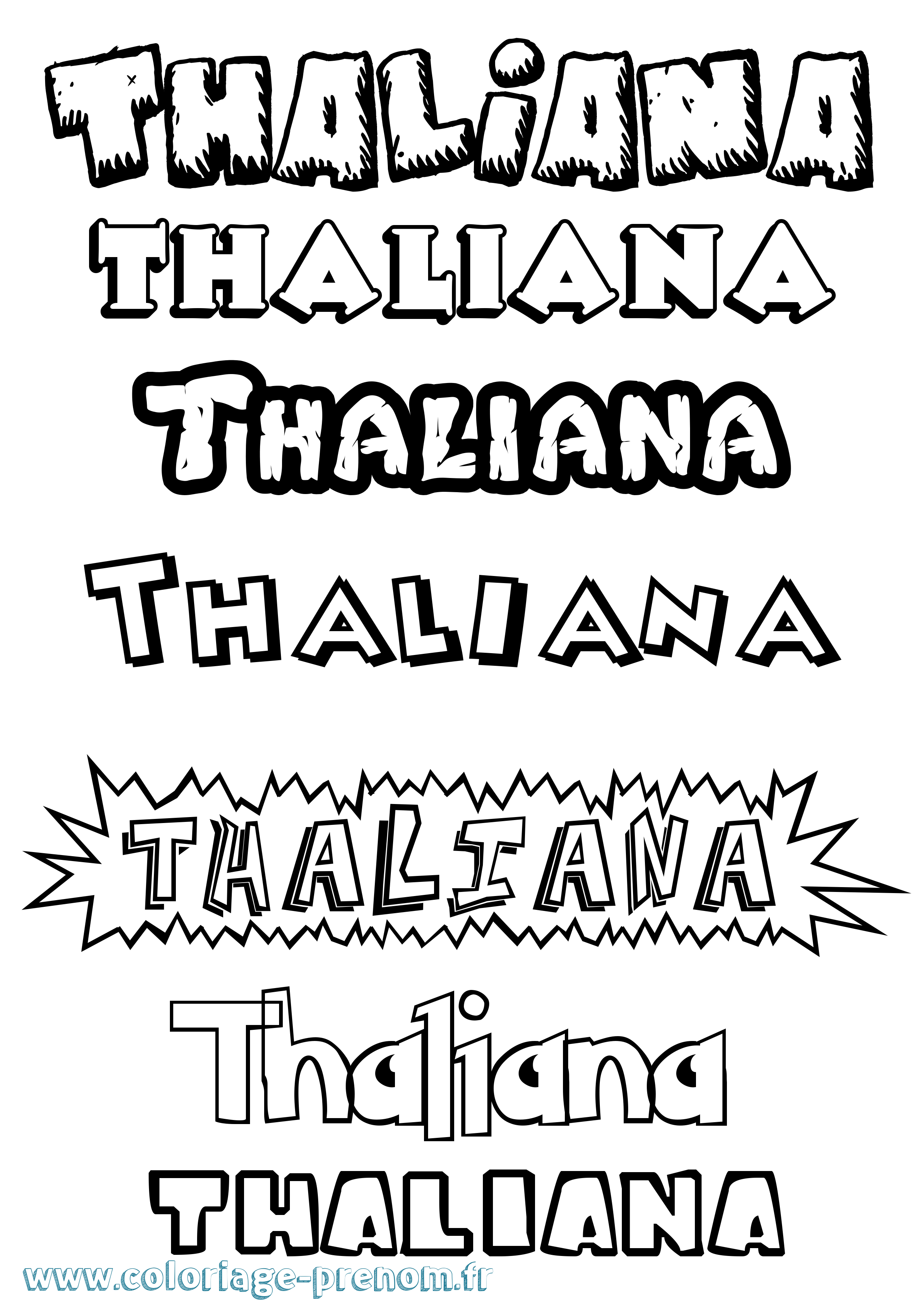 Coloriage prénom Thaliana Dessin Animé