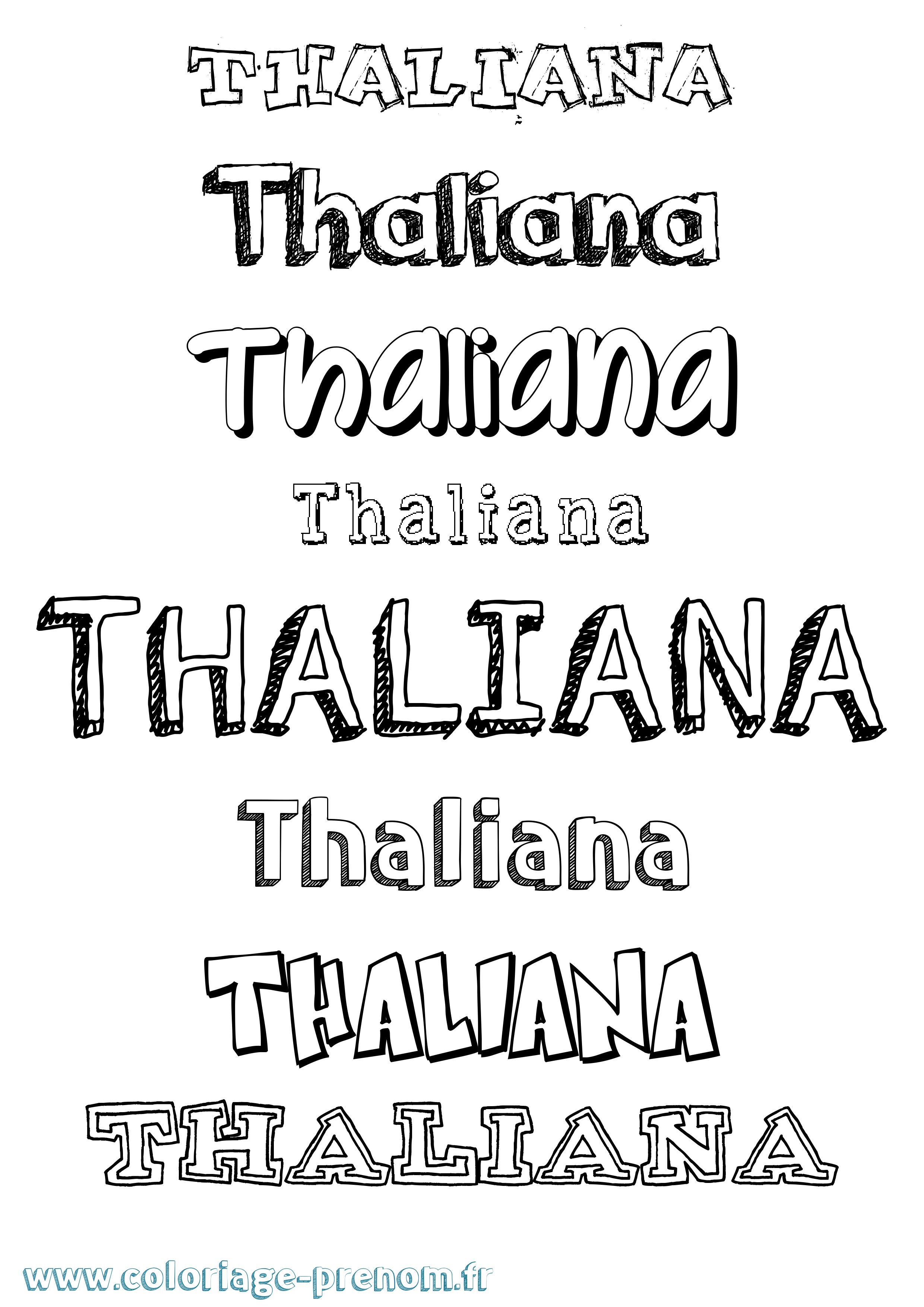 Coloriage prénom Thaliana Dessiné