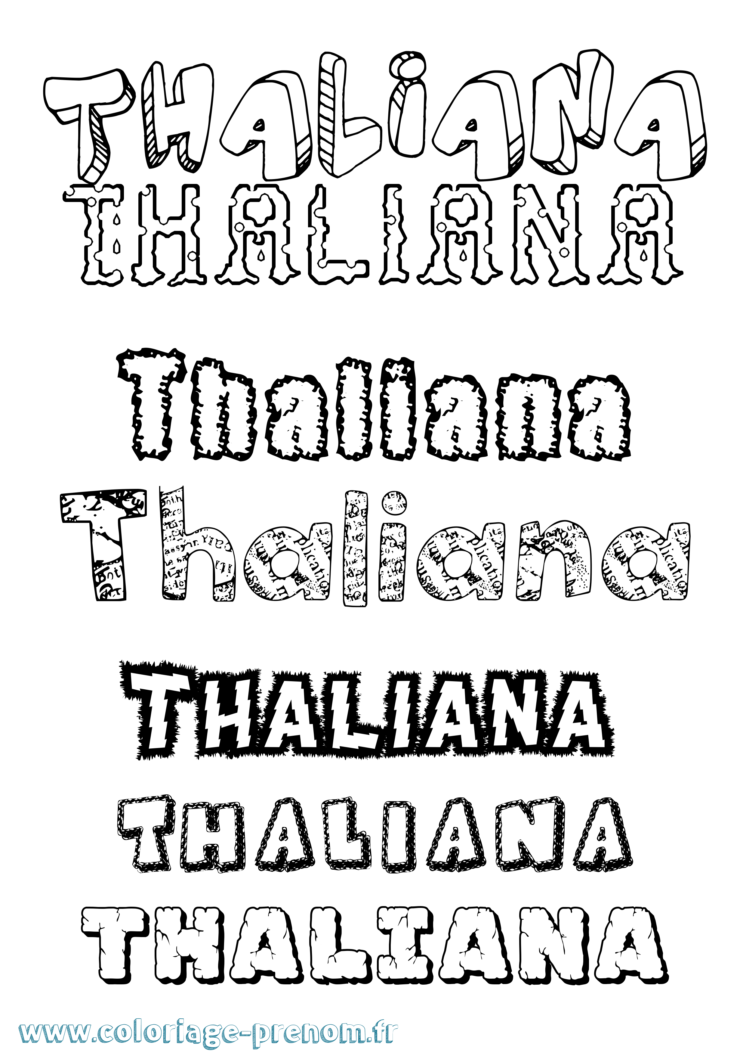 Coloriage prénom Thaliana Destructuré