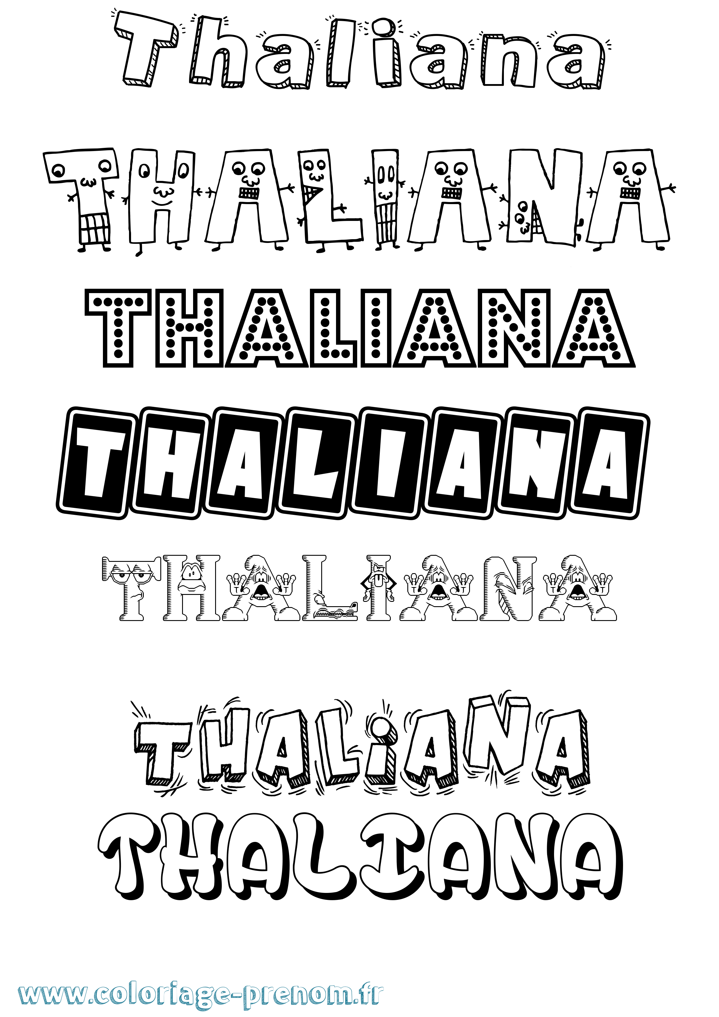 Coloriage prénom Thaliana Fun