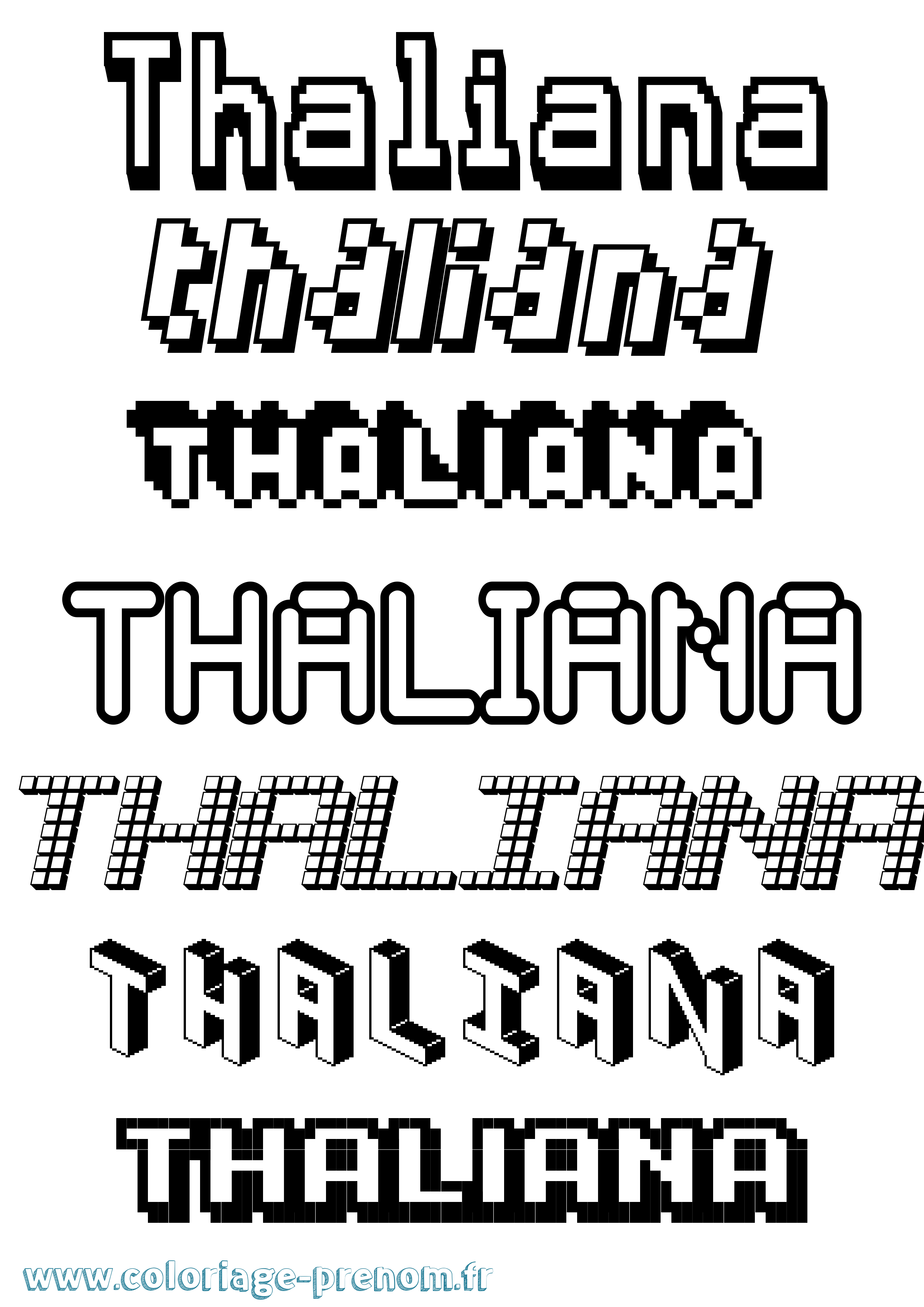 Coloriage prénom Thaliana Pixel