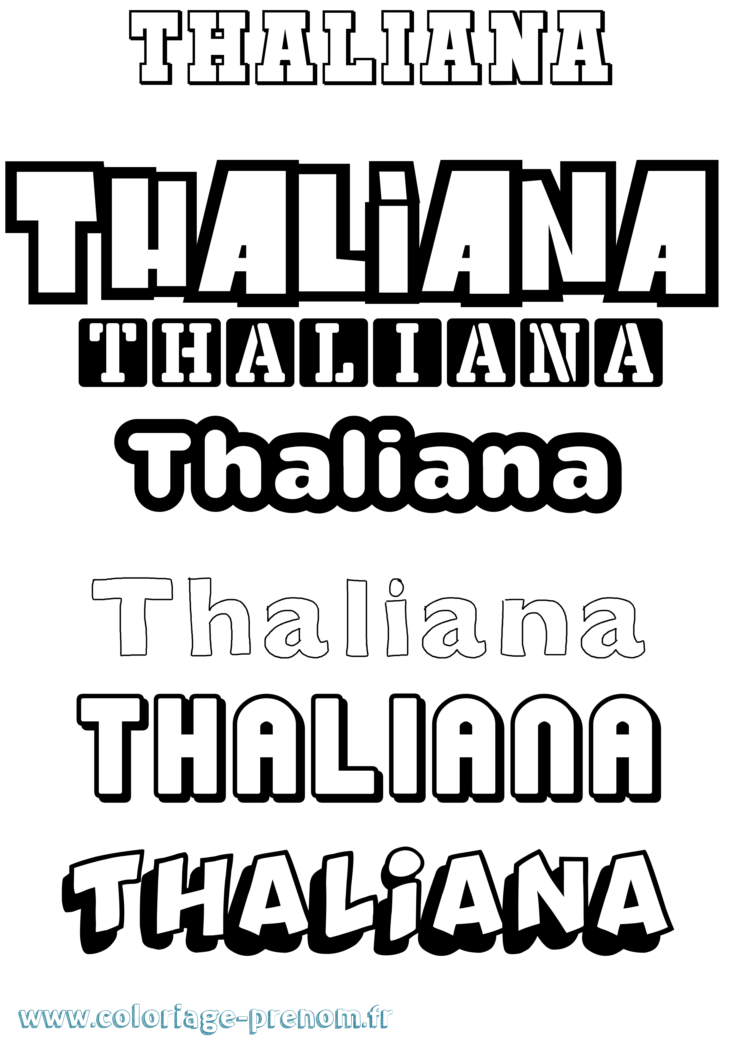 Coloriage prénom Thaliana Simple