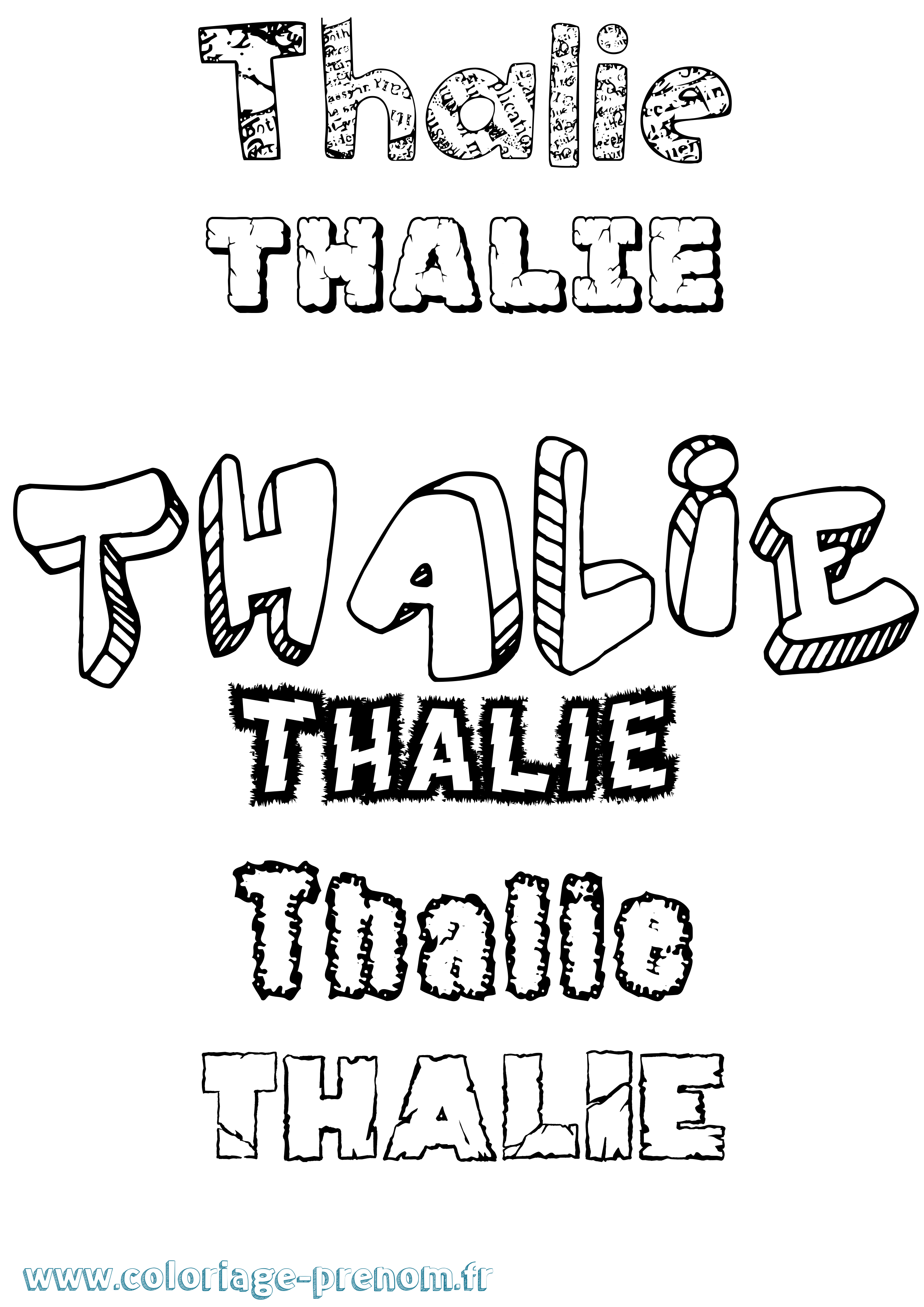 Coloriage prénom Thalie Destructuré