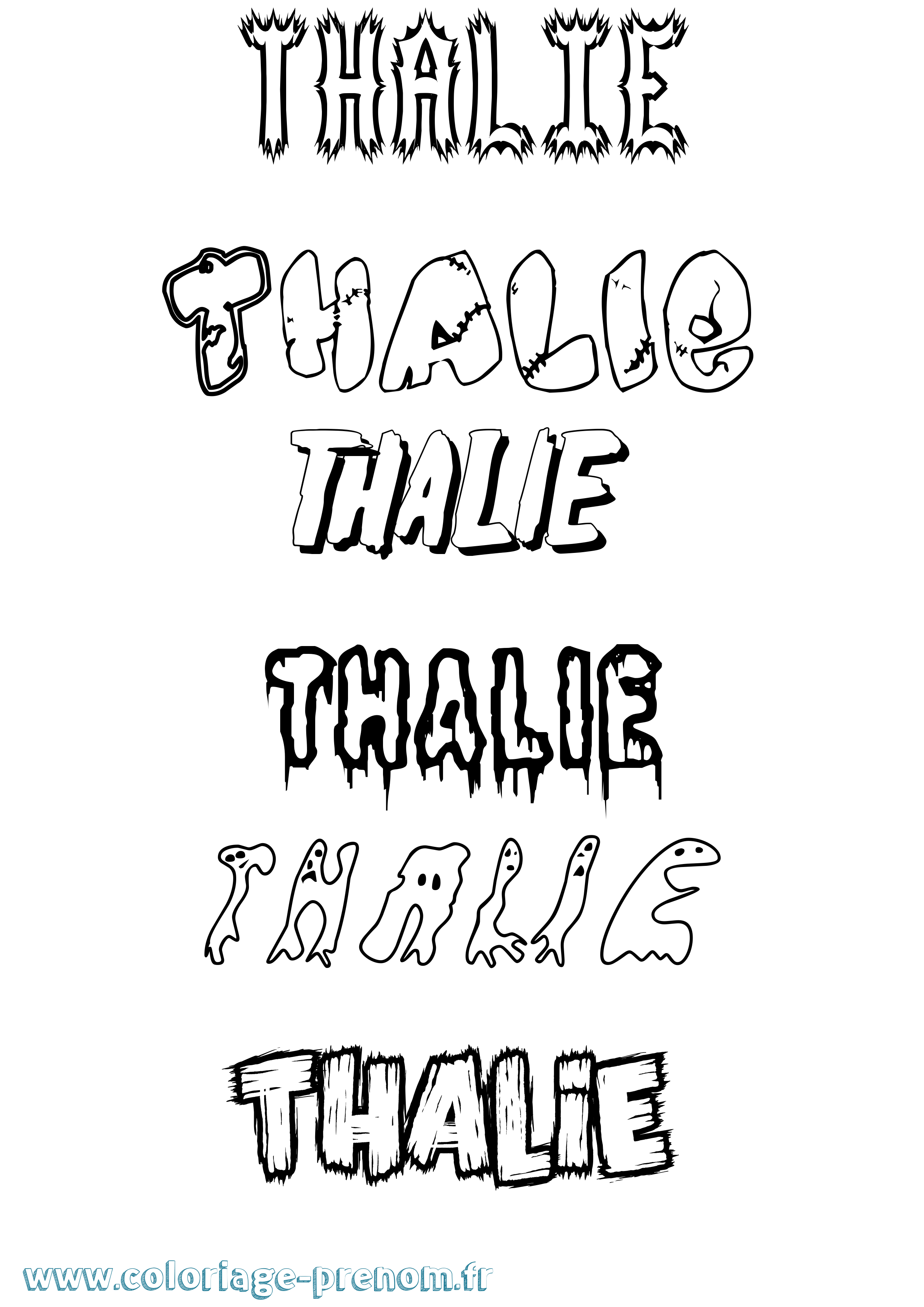 Coloriage prénom Thalie Frisson