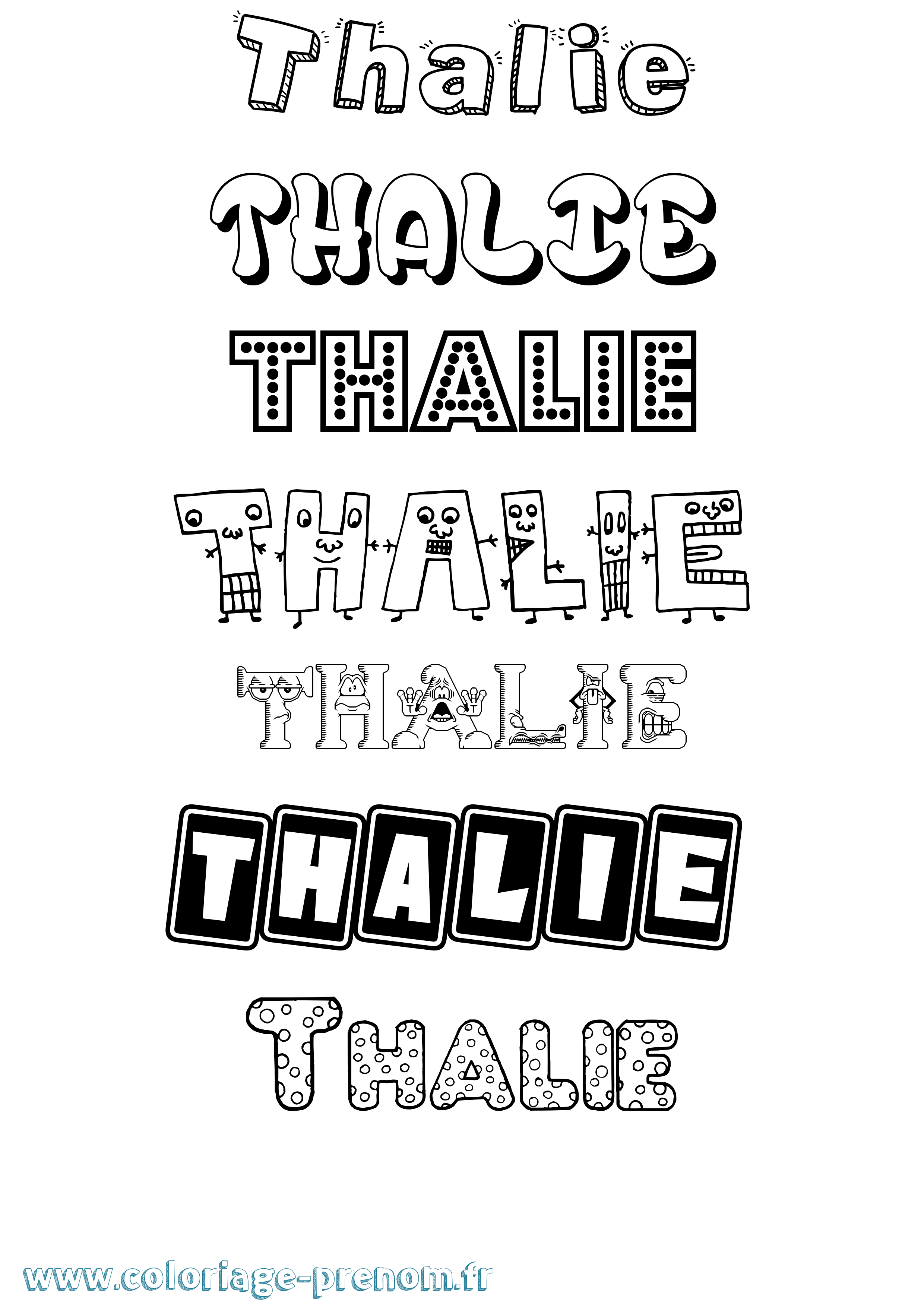 Coloriage prénom Thalie Fun