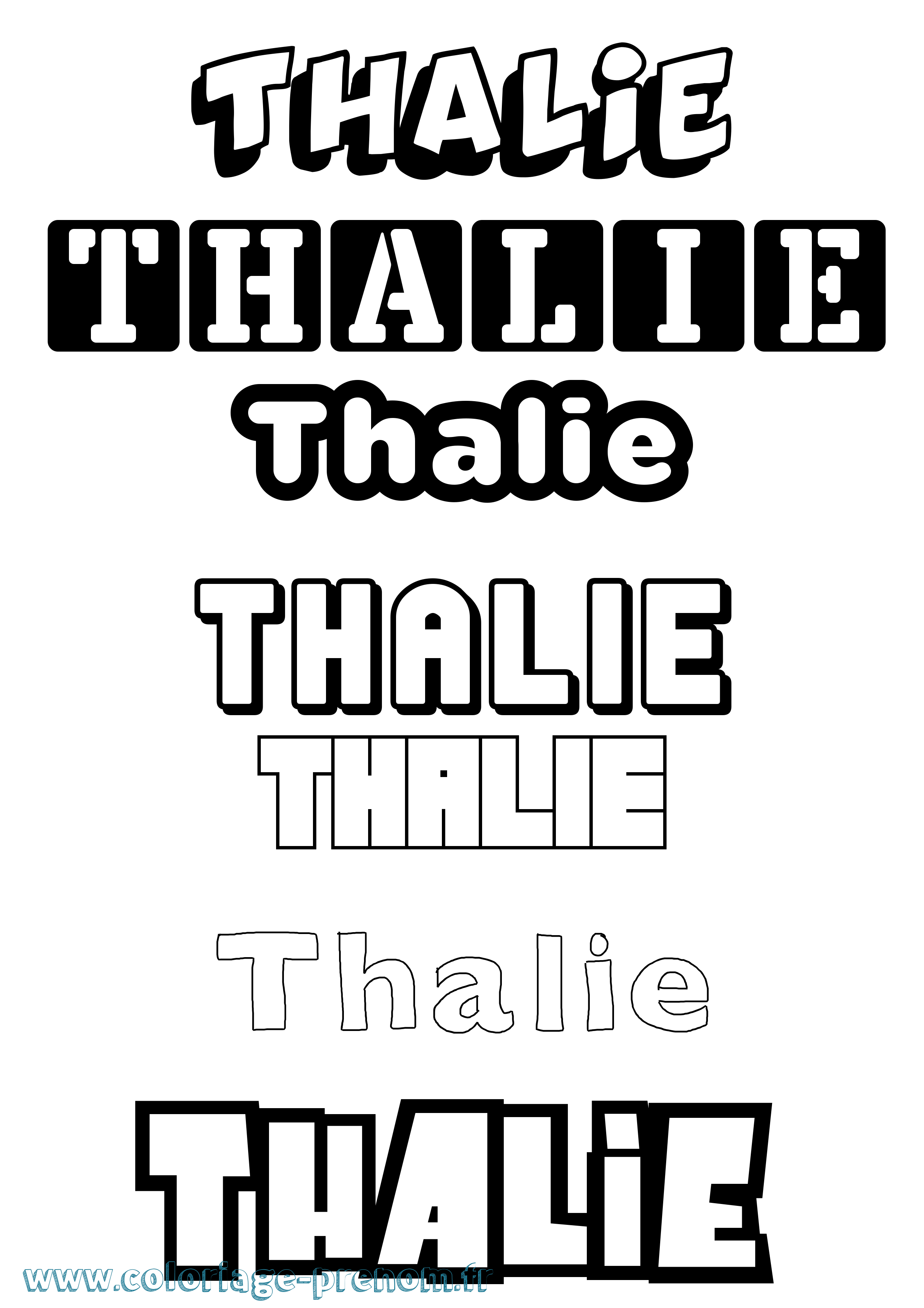 Coloriage prénom Thalie Simple