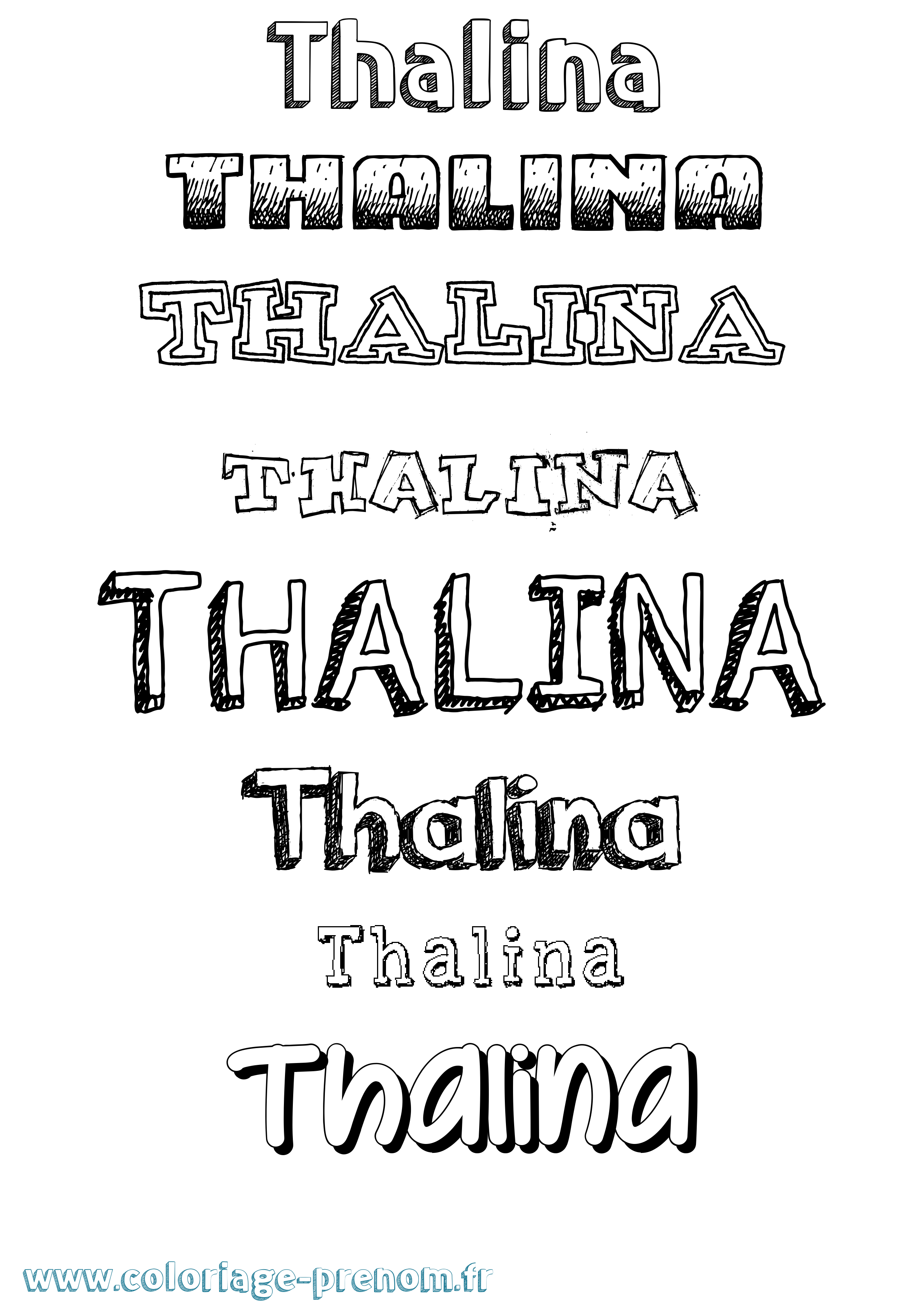 Coloriage prénom Thalina Dessiné