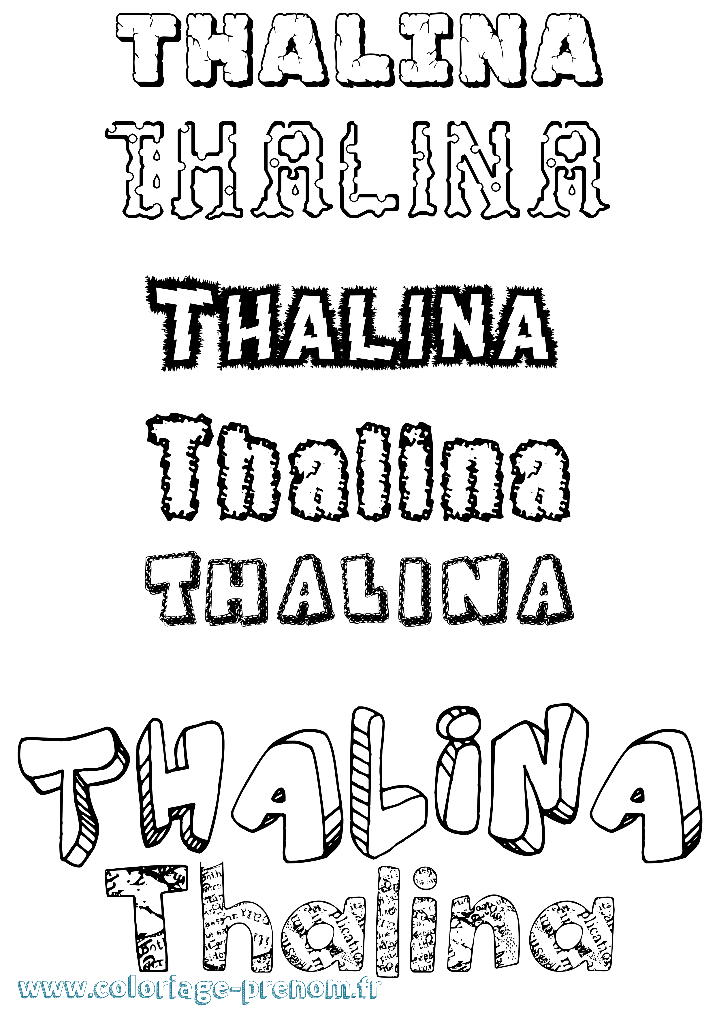 Coloriage prénom Thalina Destructuré