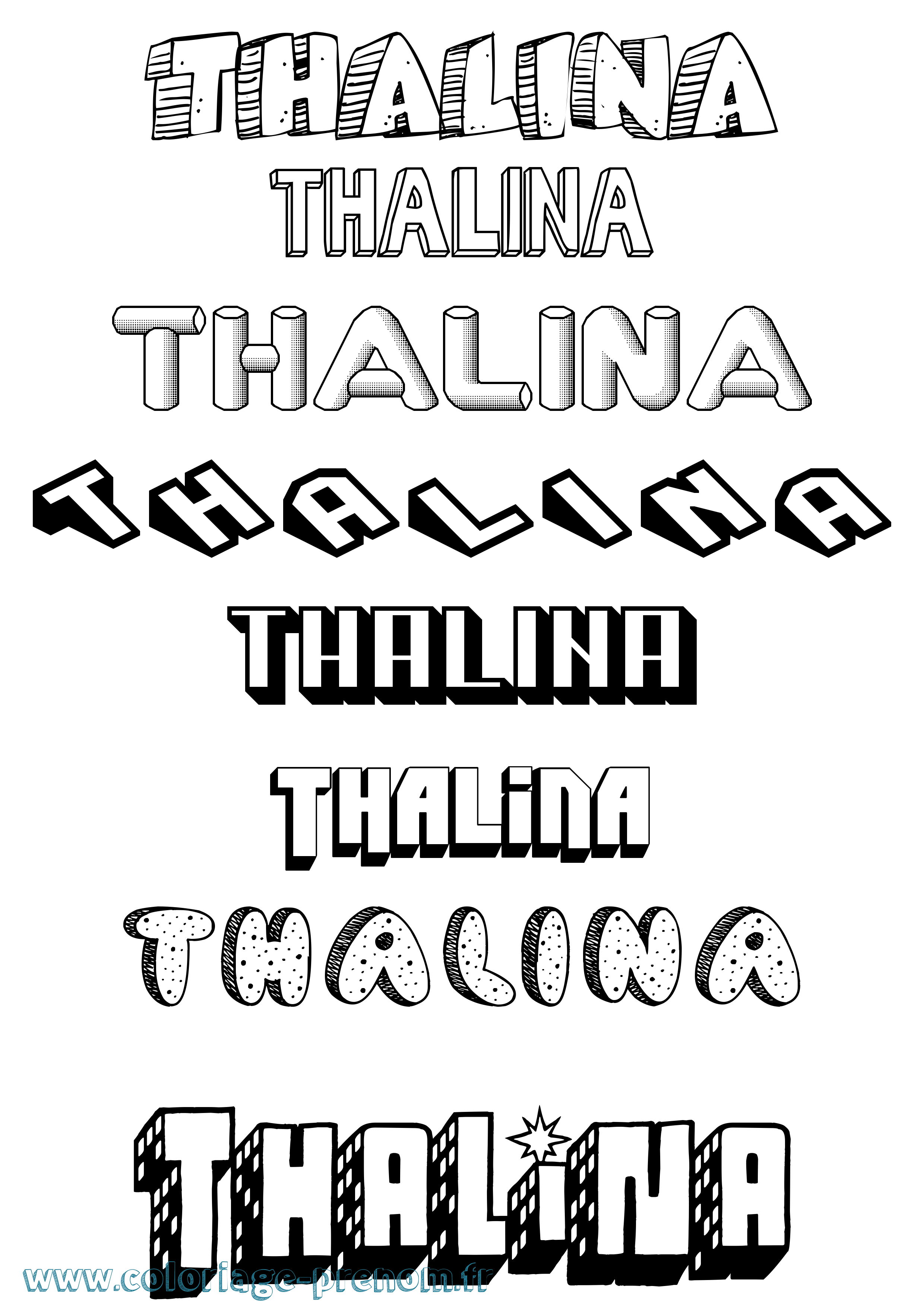 Coloriage prénom Thalina Effet 3D