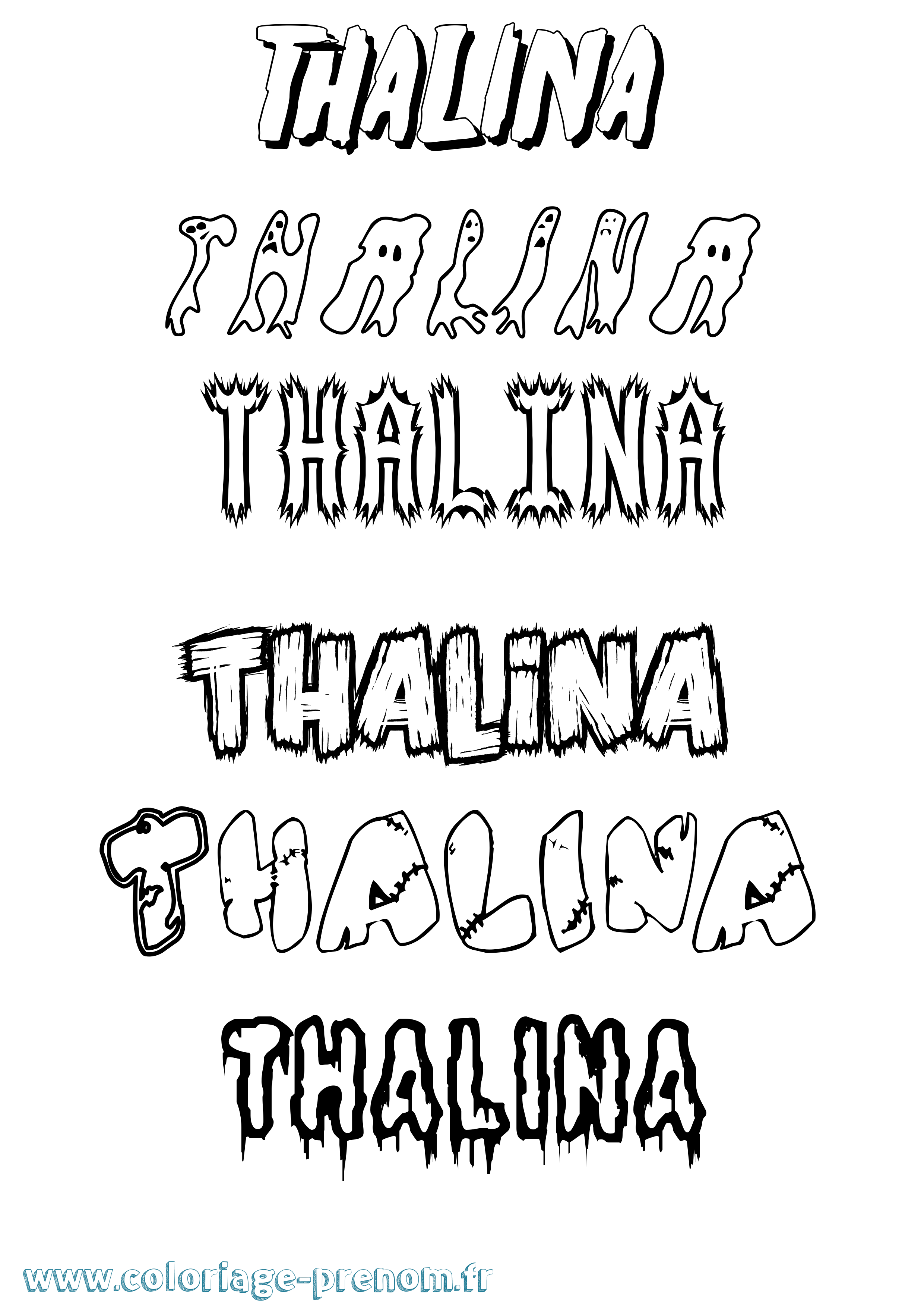 Coloriage prénom Thalina Frisson