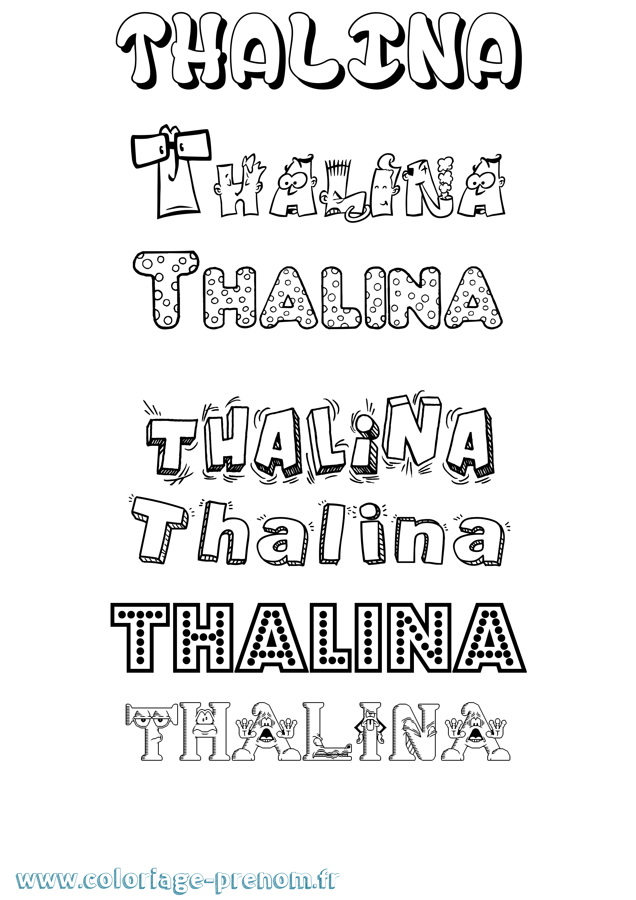 Coloriage prénom Thalina Fun