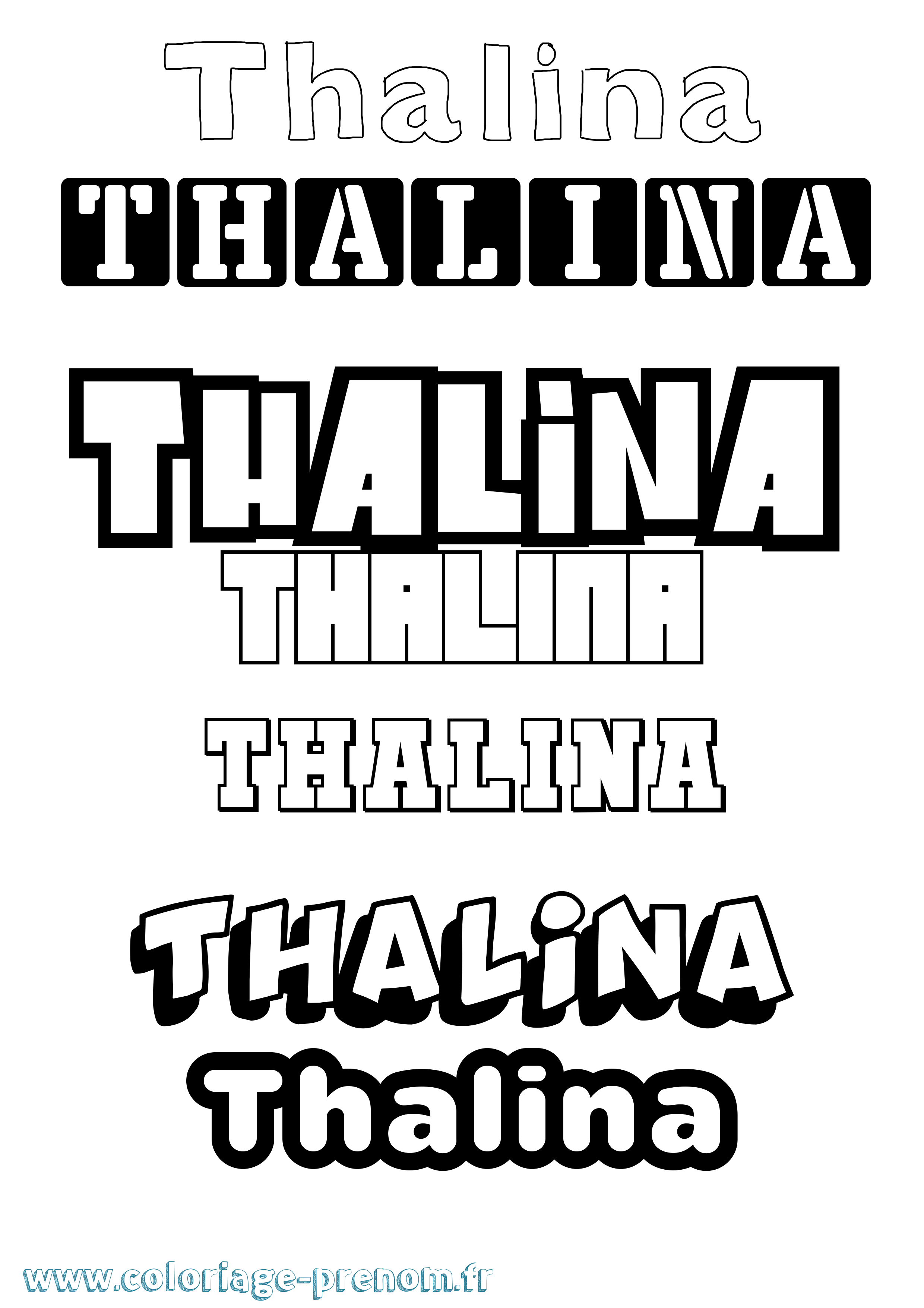 Coloriage prénom Thalina Simple