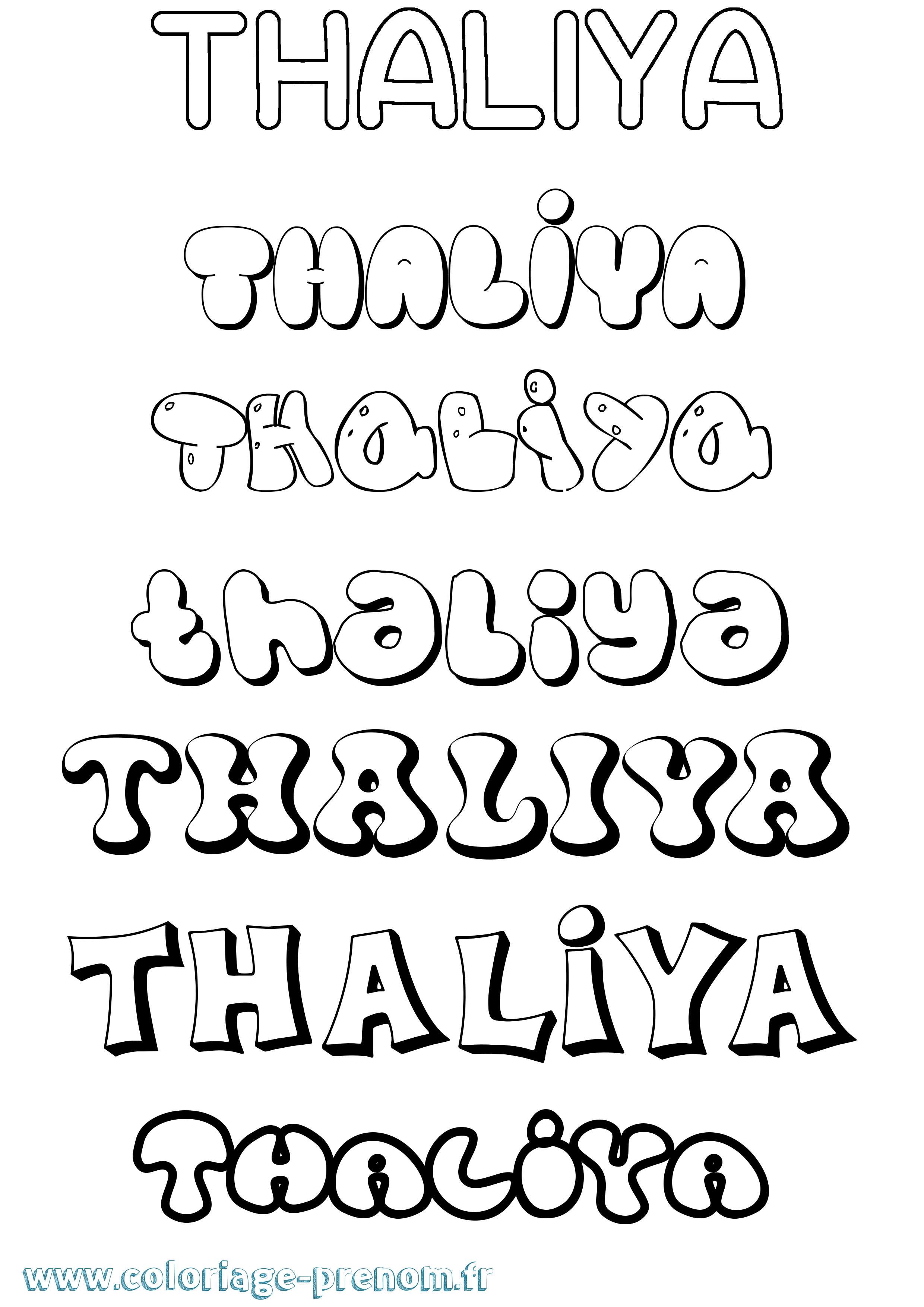 Coloriage prénom Thaliya Bubble