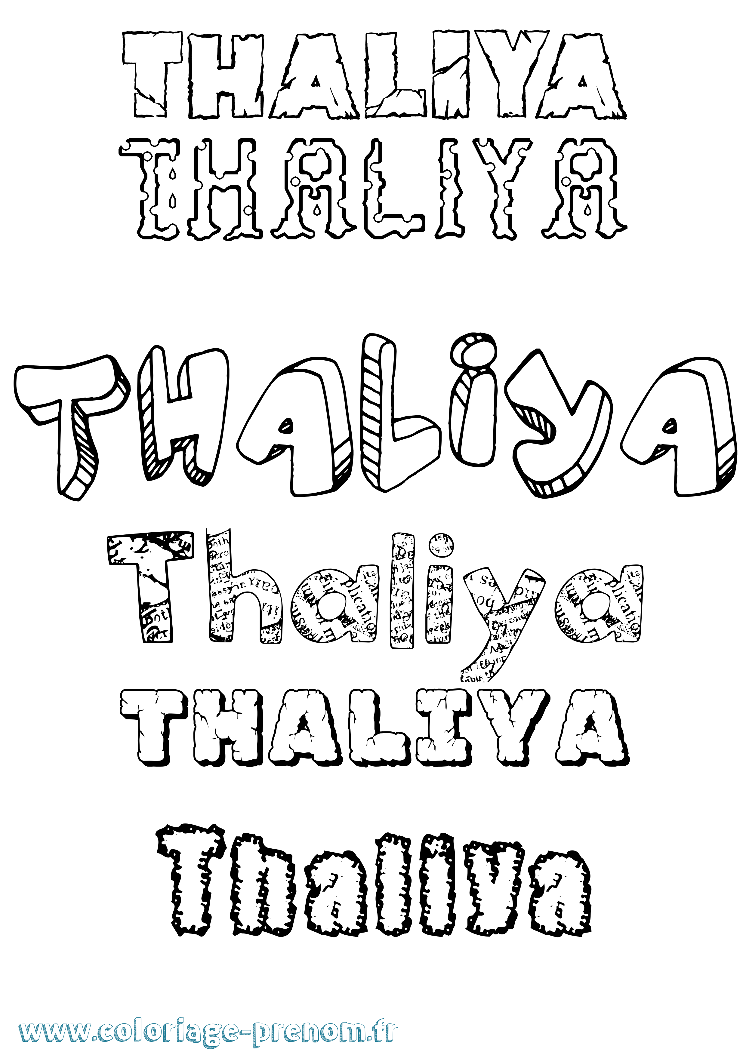 Coloriage prénom Thaliya Destructuré