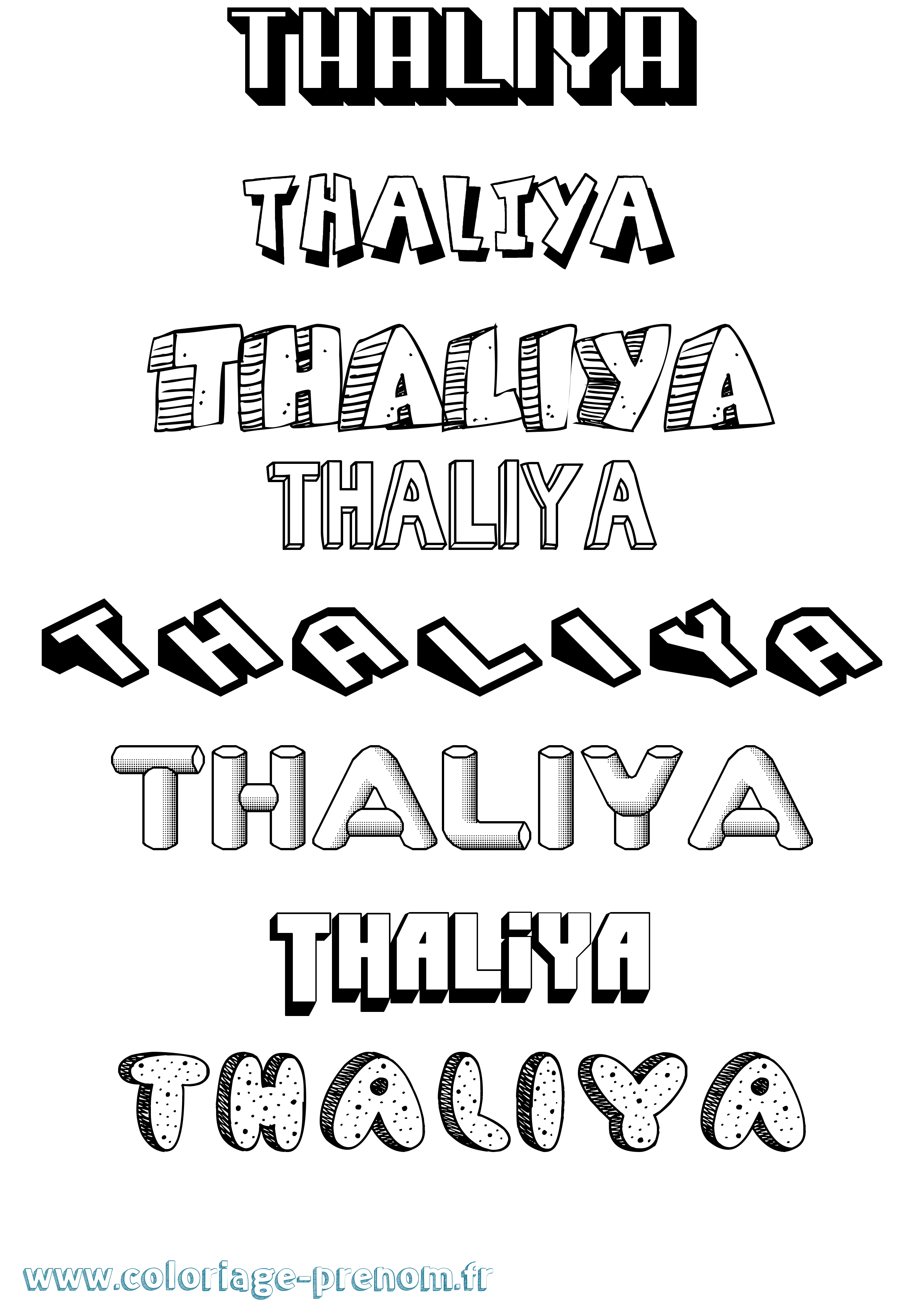 Coloriage prénom Thaliya Effet 3D