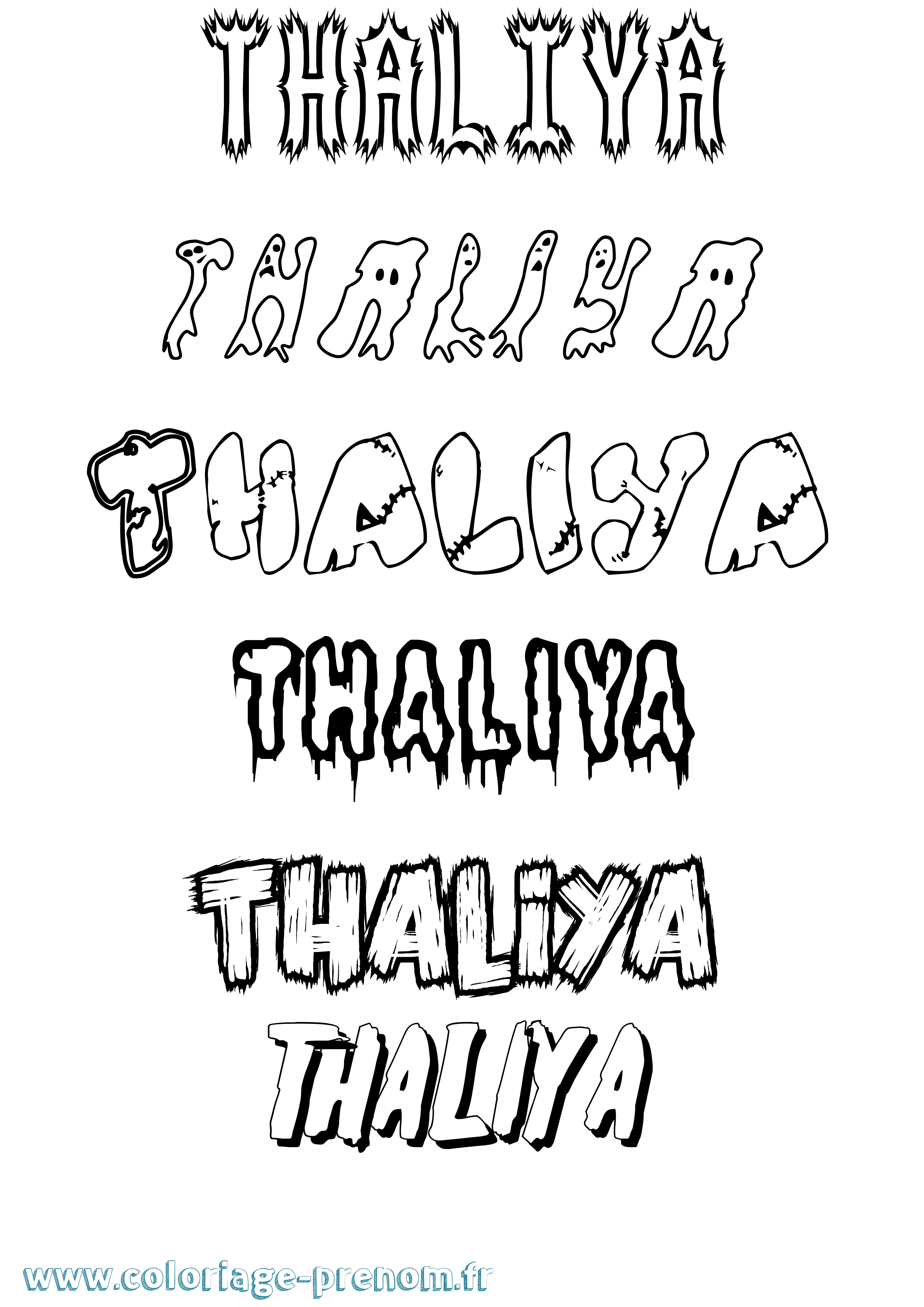Coloriage prénom Thaliya Frisson