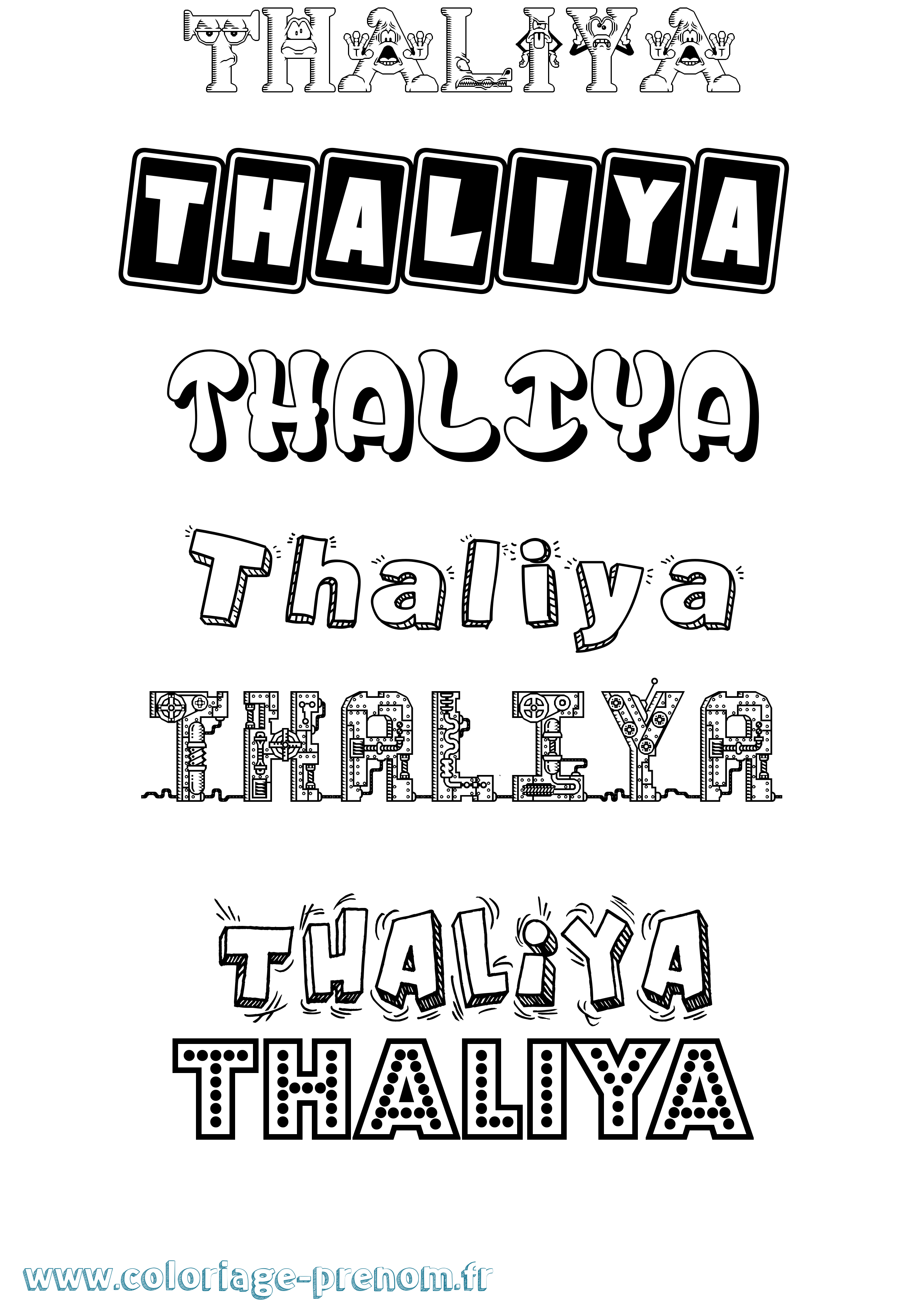 Coloriage prénom Thaliya Fun
