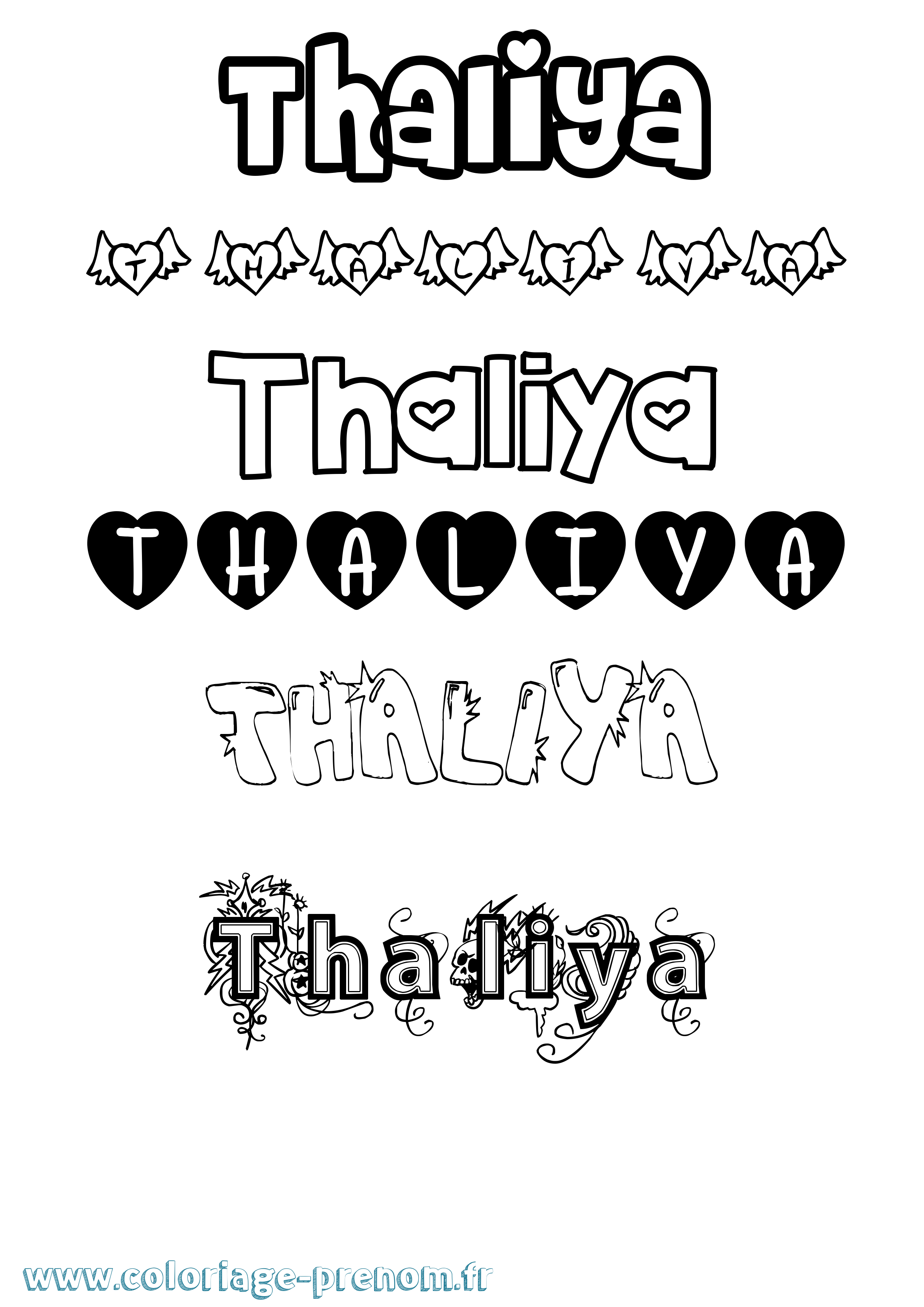 Coloriage prénom Thaliya Girly