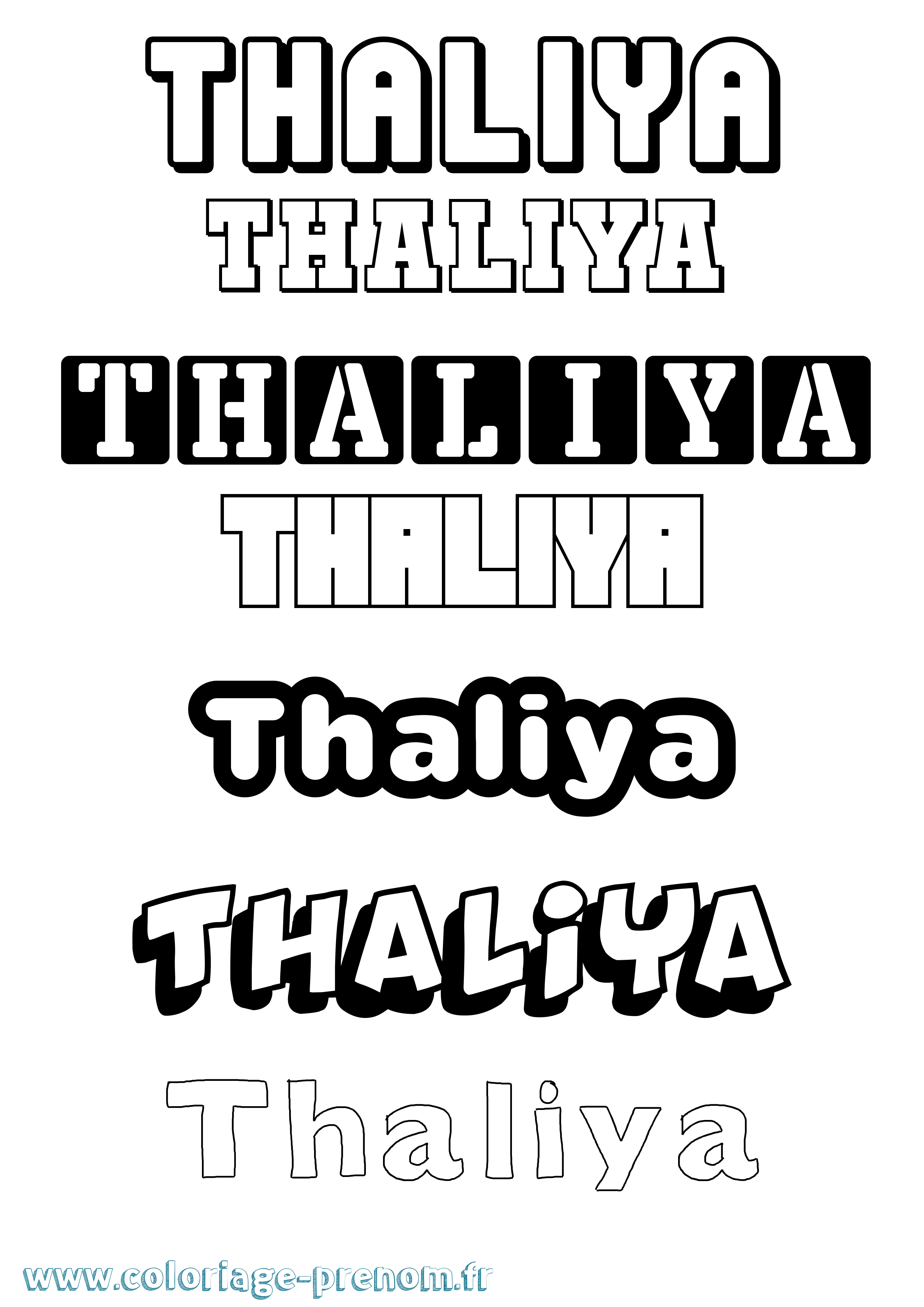 Coloriage prénom Thaliya Simple