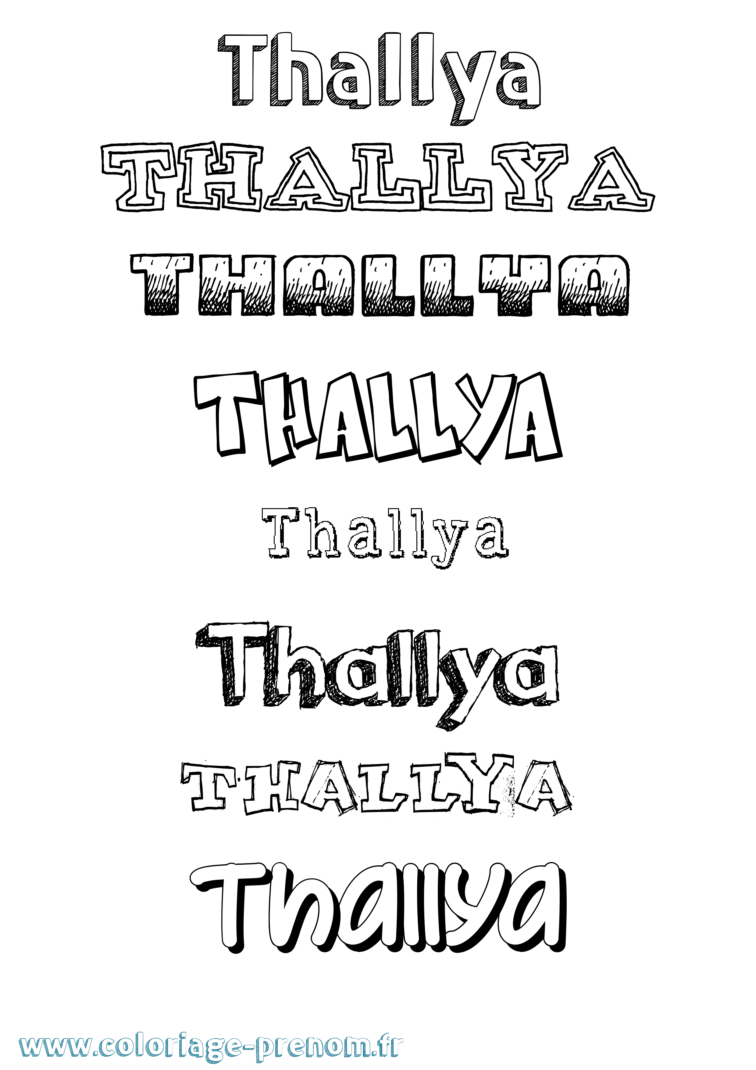 Coloriage prénom Thallya Dessiné