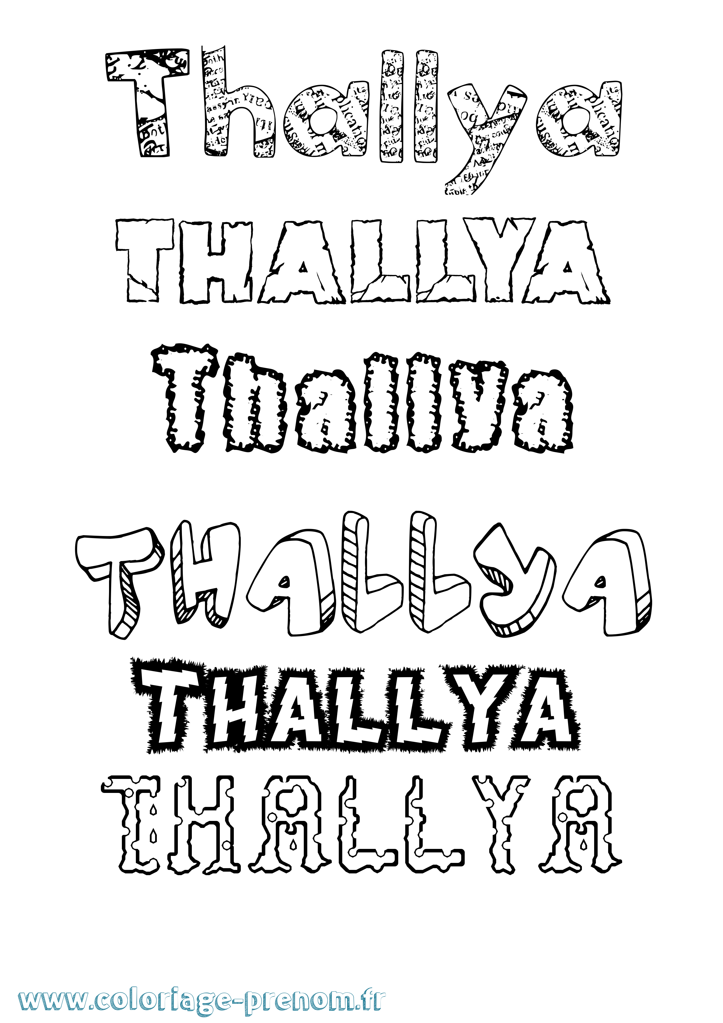 Coloriage prénom Thallya Destructuré