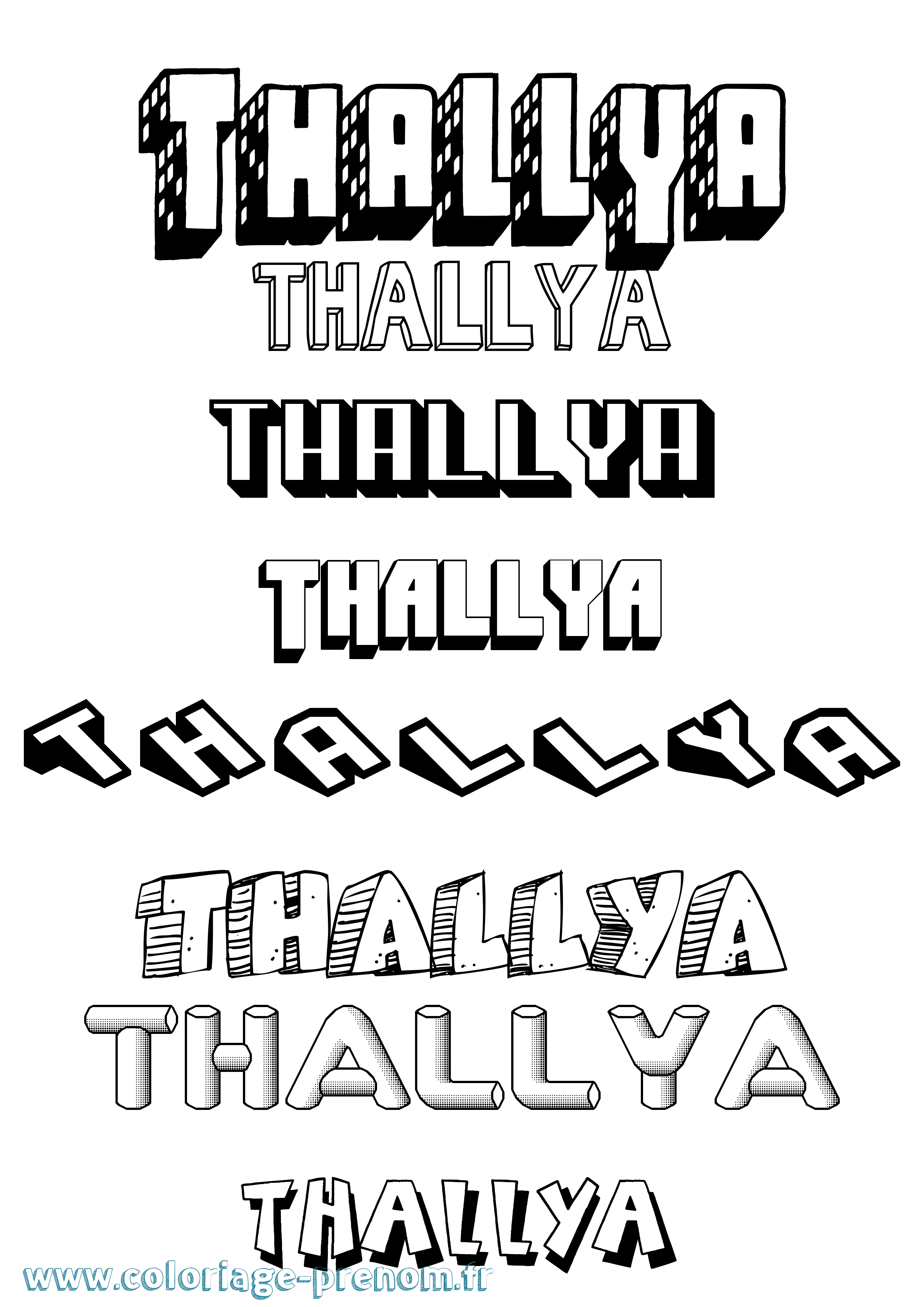 Coloriage prénom Thallya Effet 3D