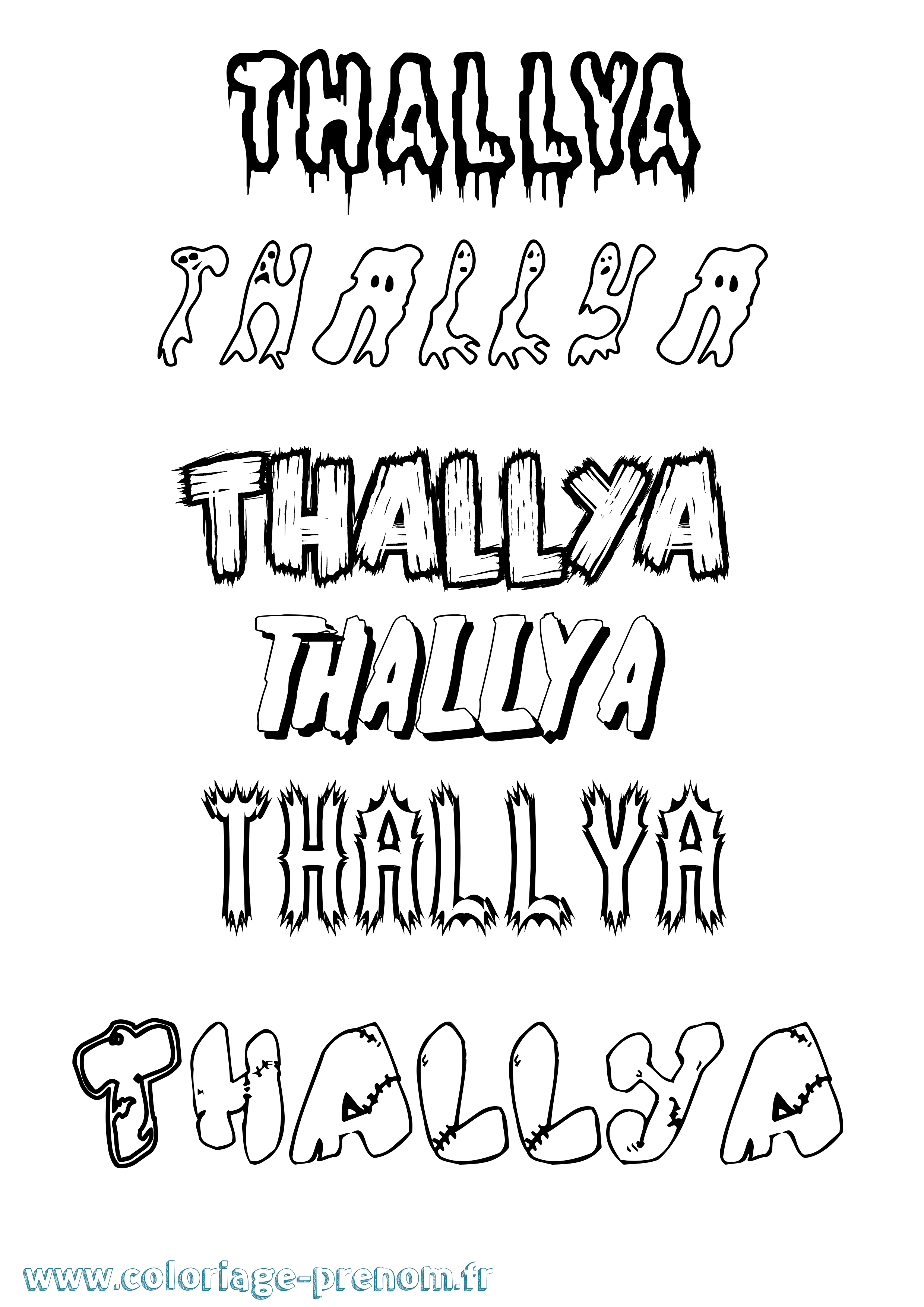Coloriage prénom Thallya Frisson