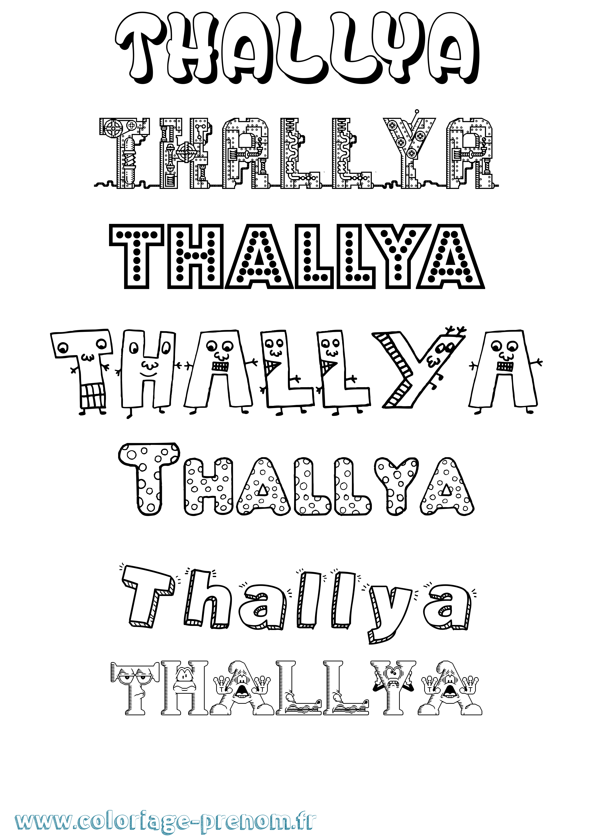Coloriage prénom Thallya Fun