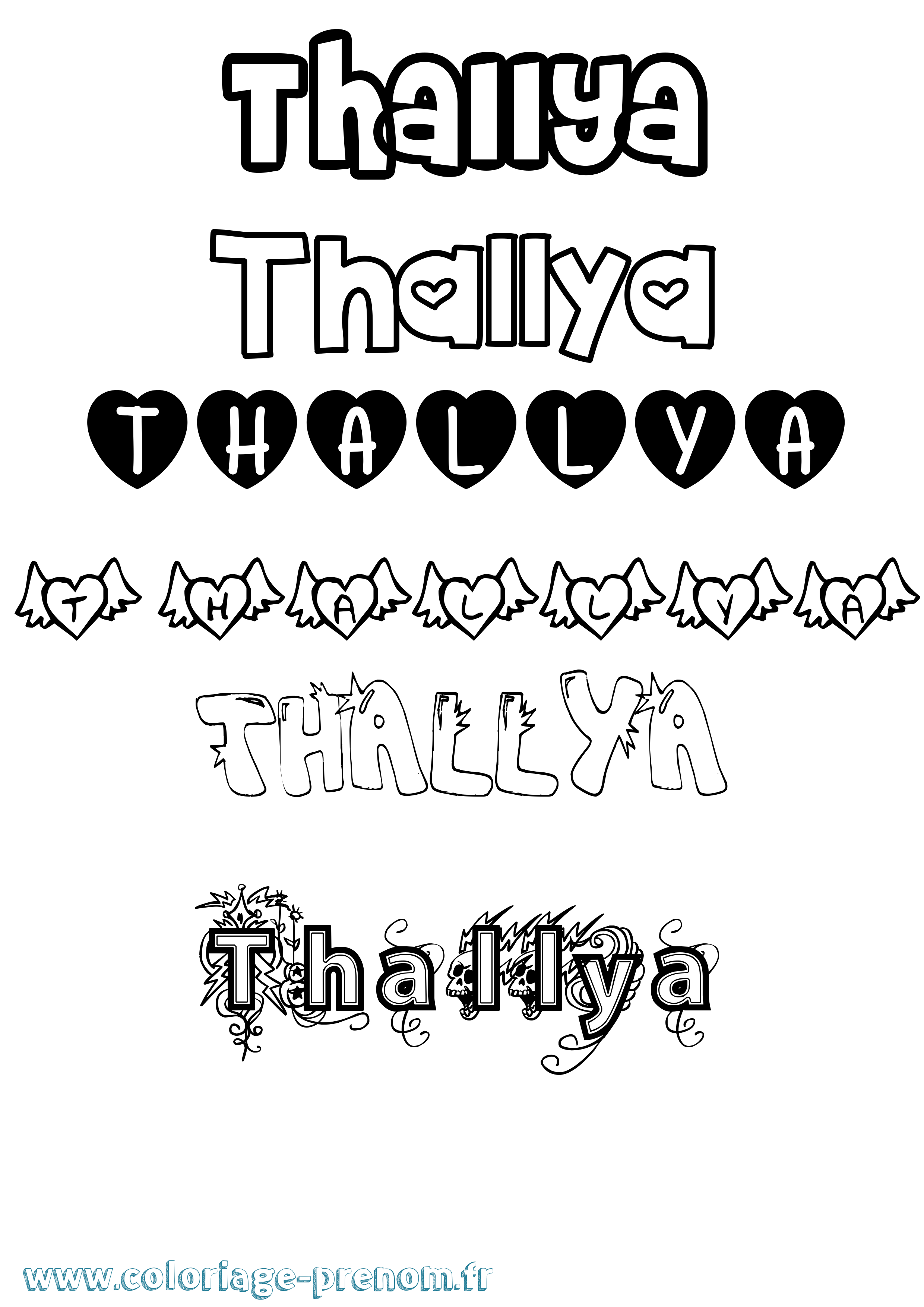 Coloriage prénom Thallya Girly