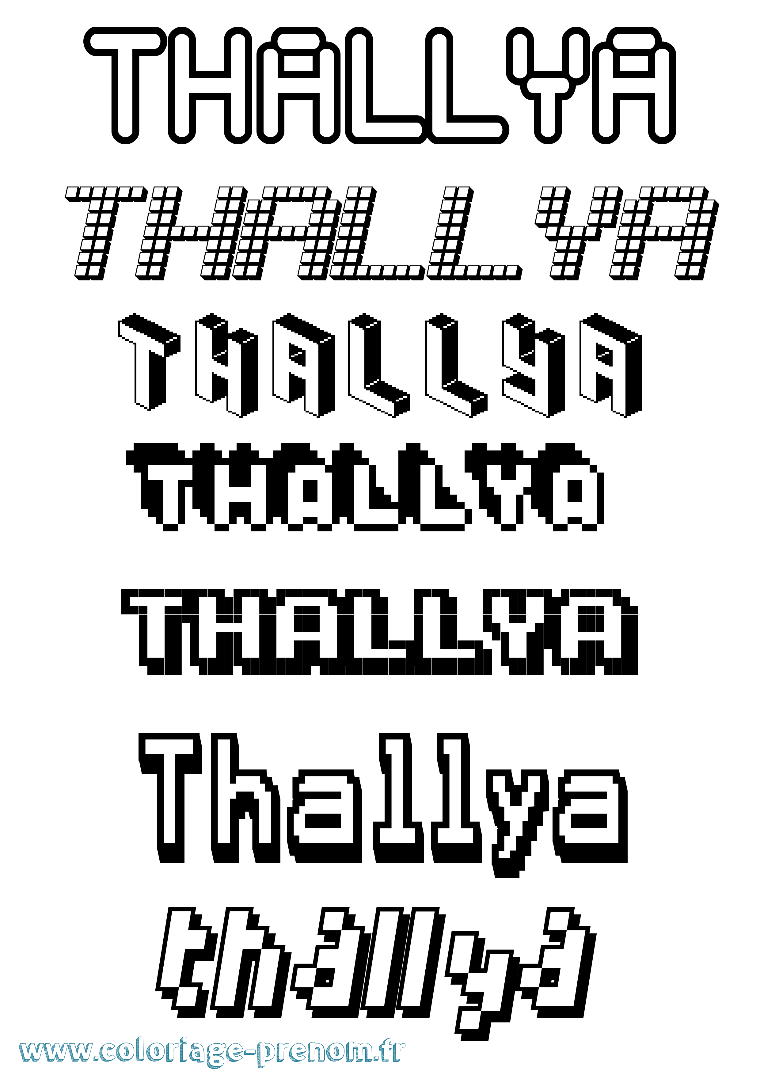 Coloriage prénom Thallya Pixel