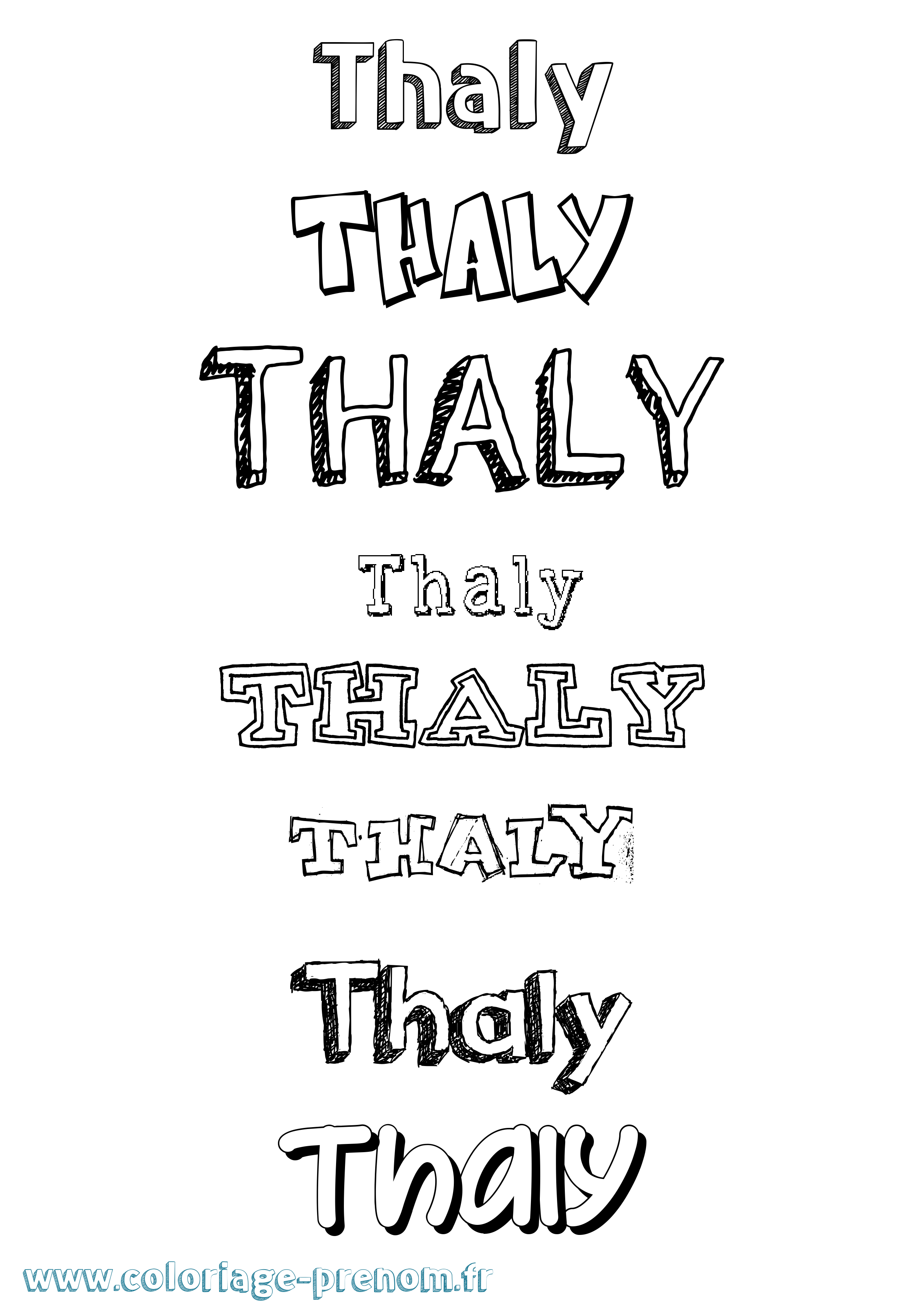 Coloriage prénom Thaly Dessiné