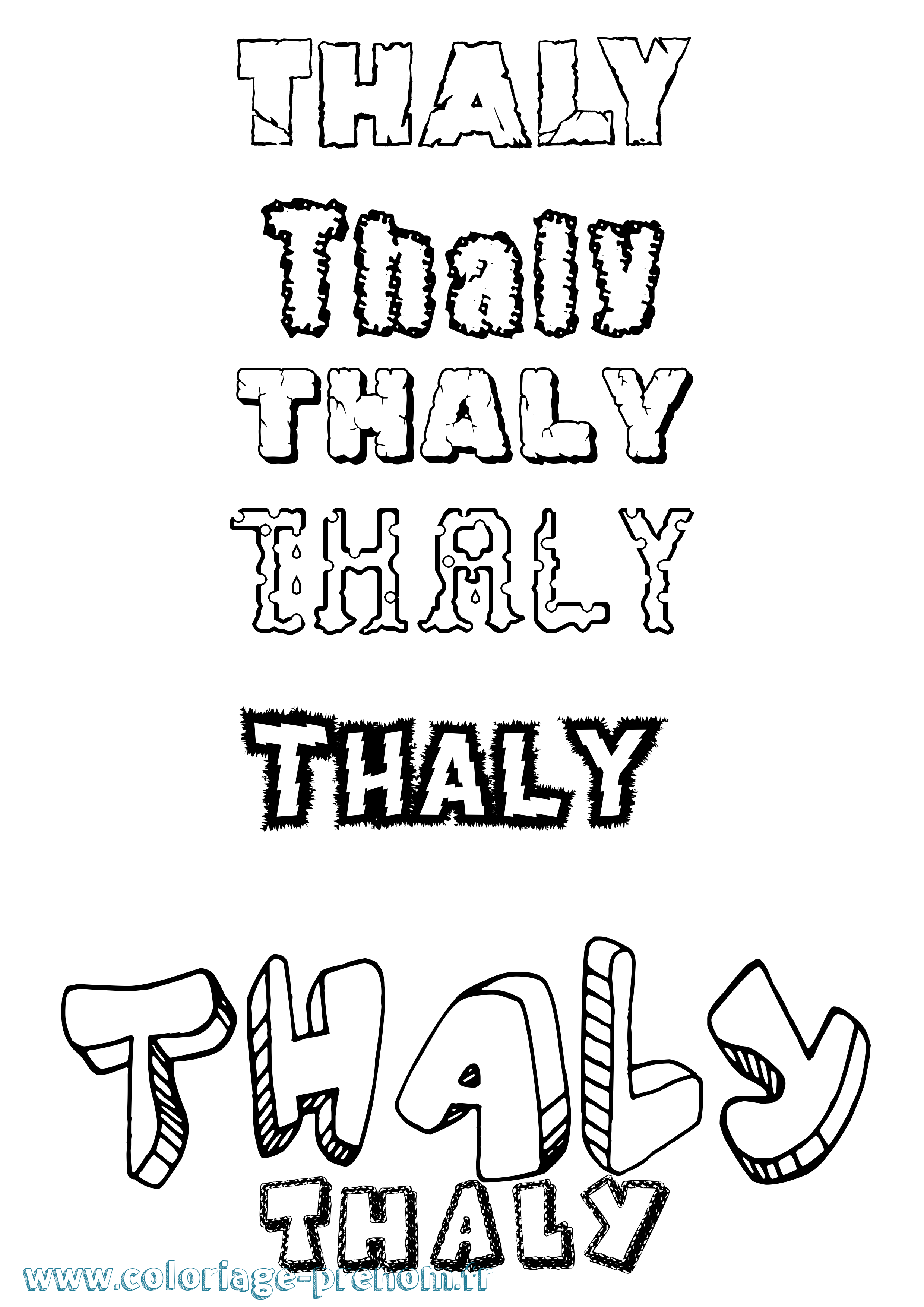 Coloriage prénom Thaly Destructuré