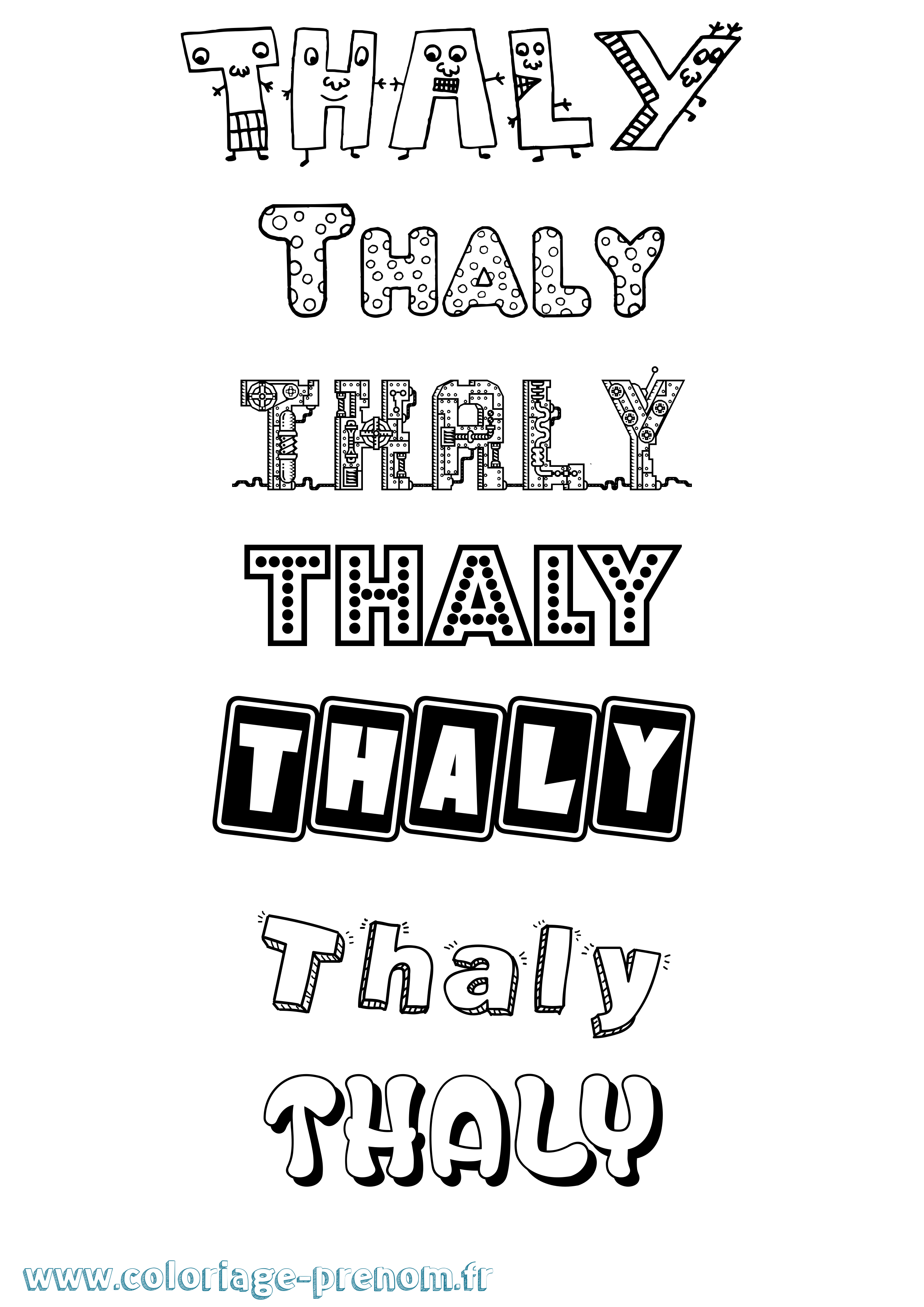 Coloriage prénom Thaly Fun