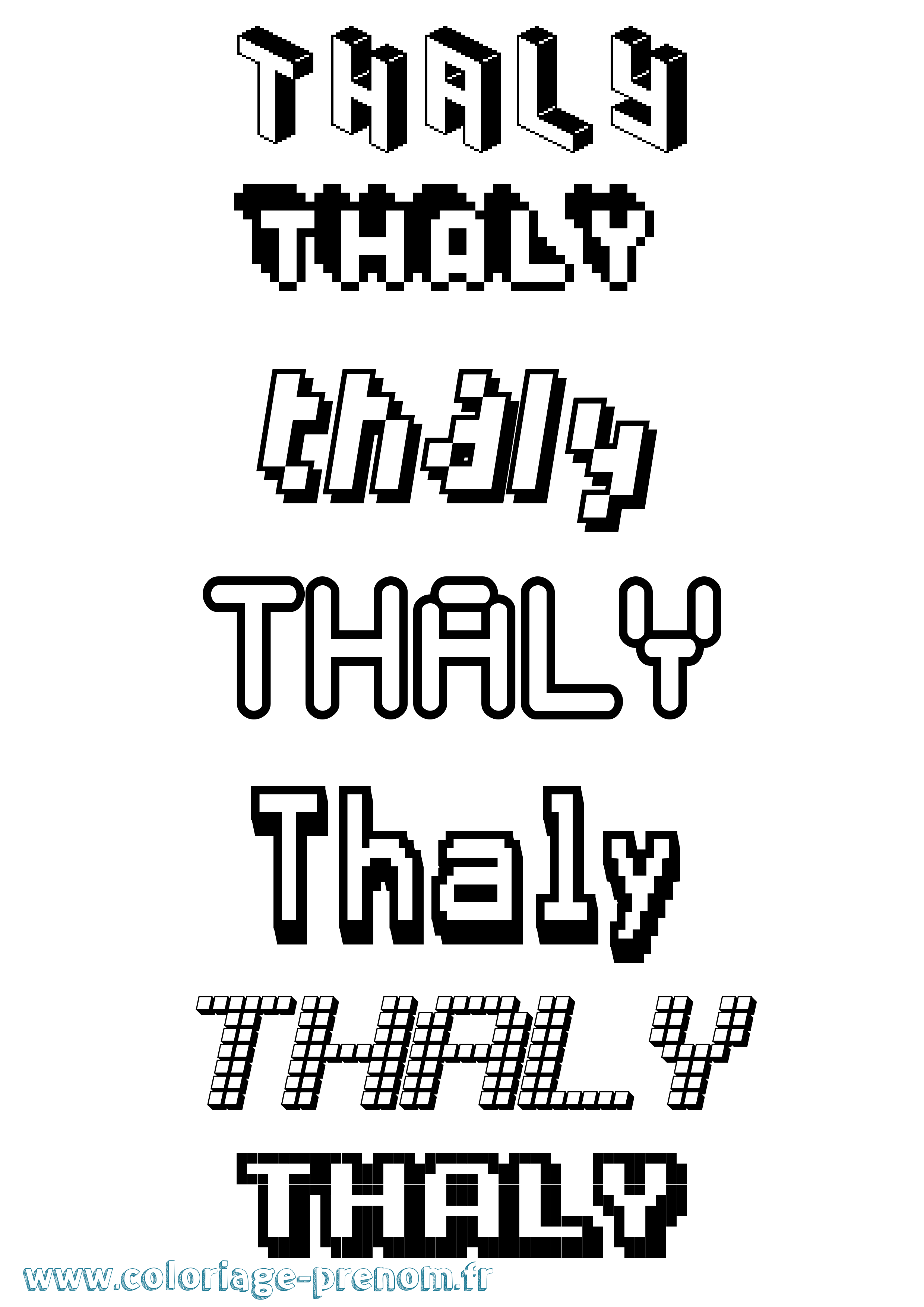 Coloriage prénom Thaly Pixel