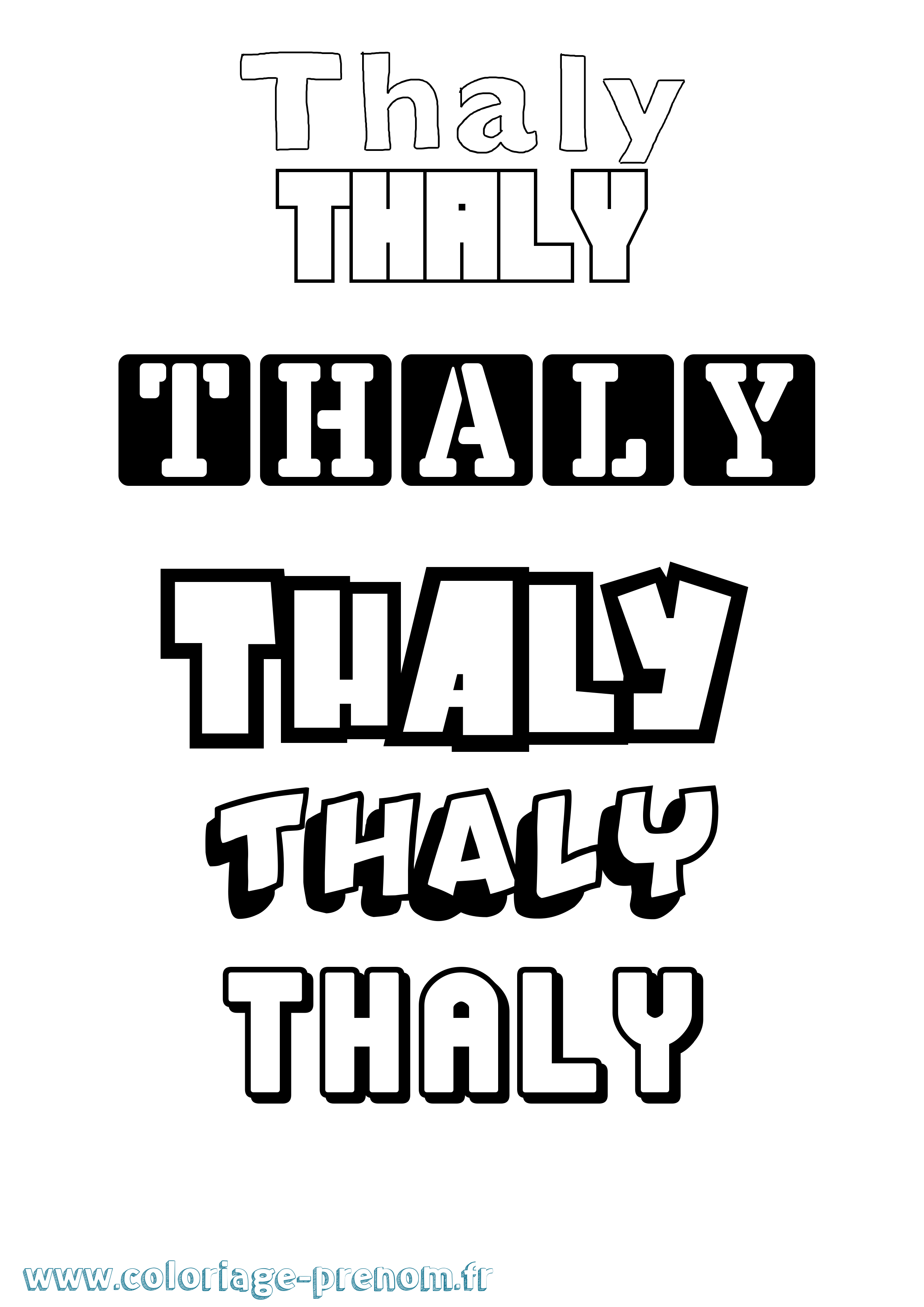 Coloriage prénom Thaly Simple