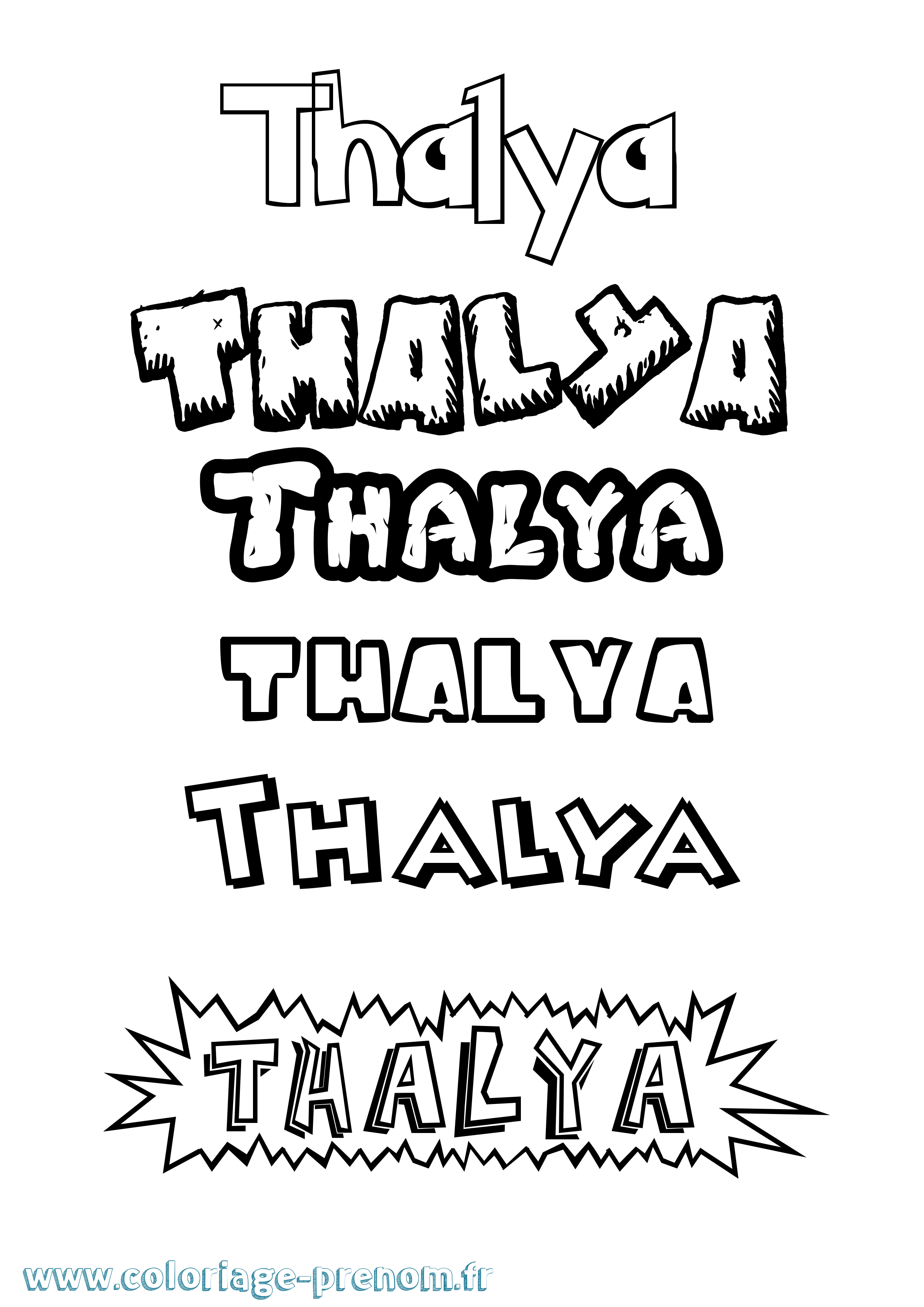 Coloriage prénom Thalya Dessin Animé