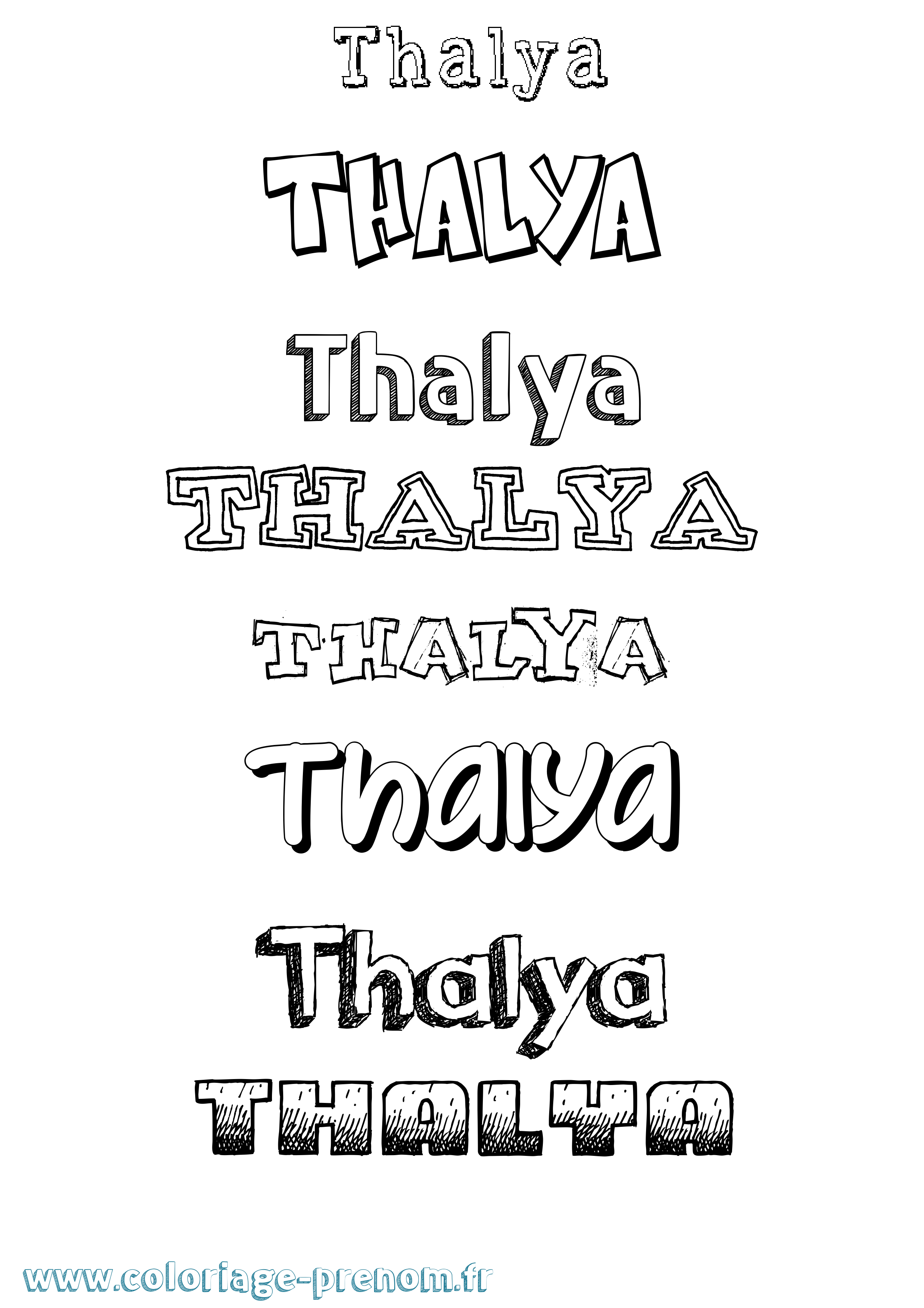Coloriage prénom Thalya Dessiné