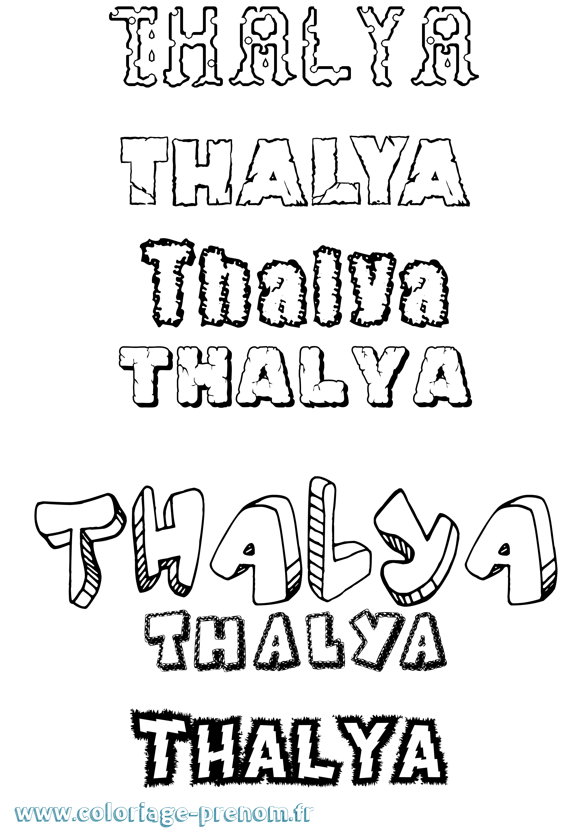 Coloriage prénom Thalya Destructuré
