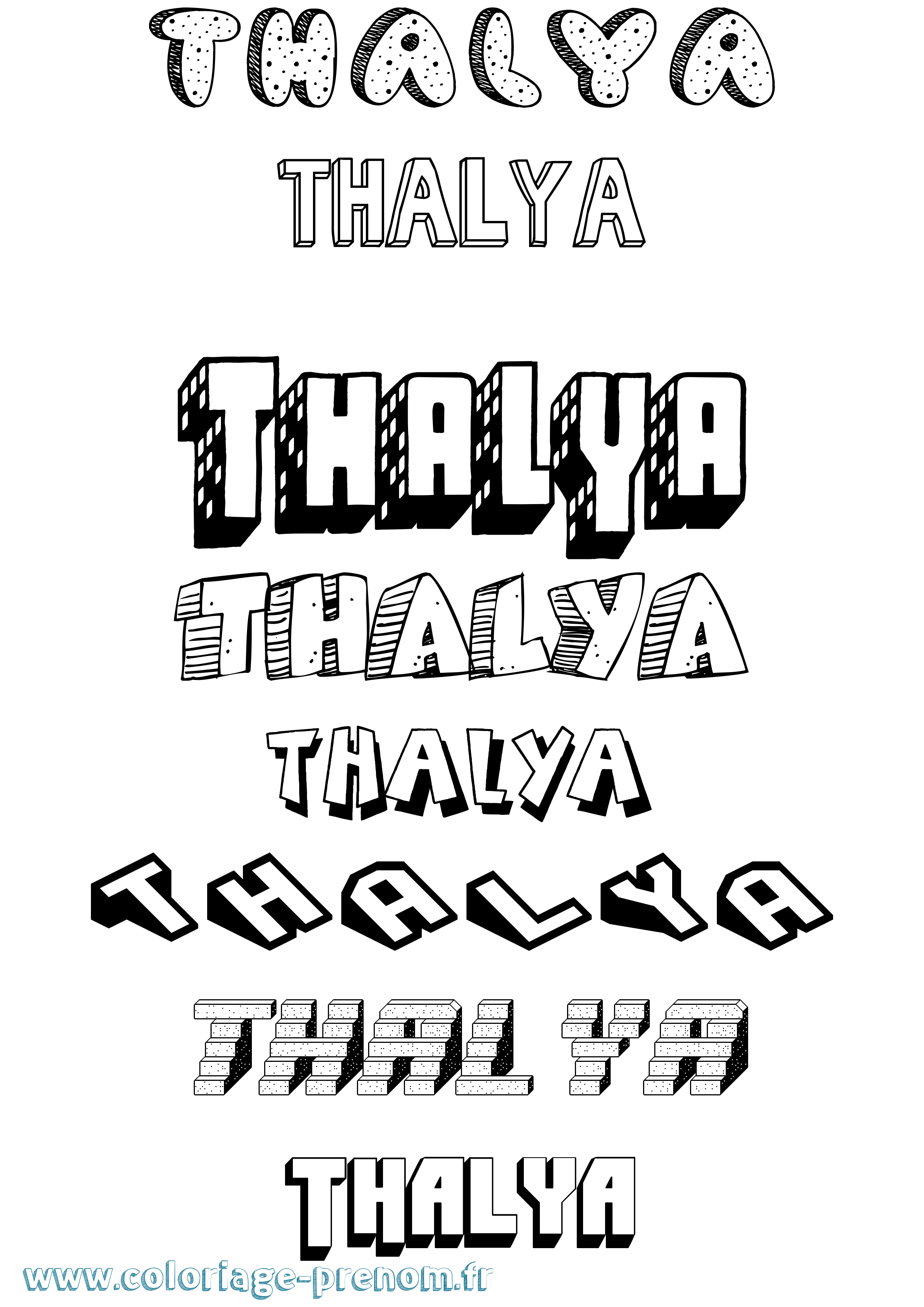 Coloriage prénom Thalya Effet 3D
