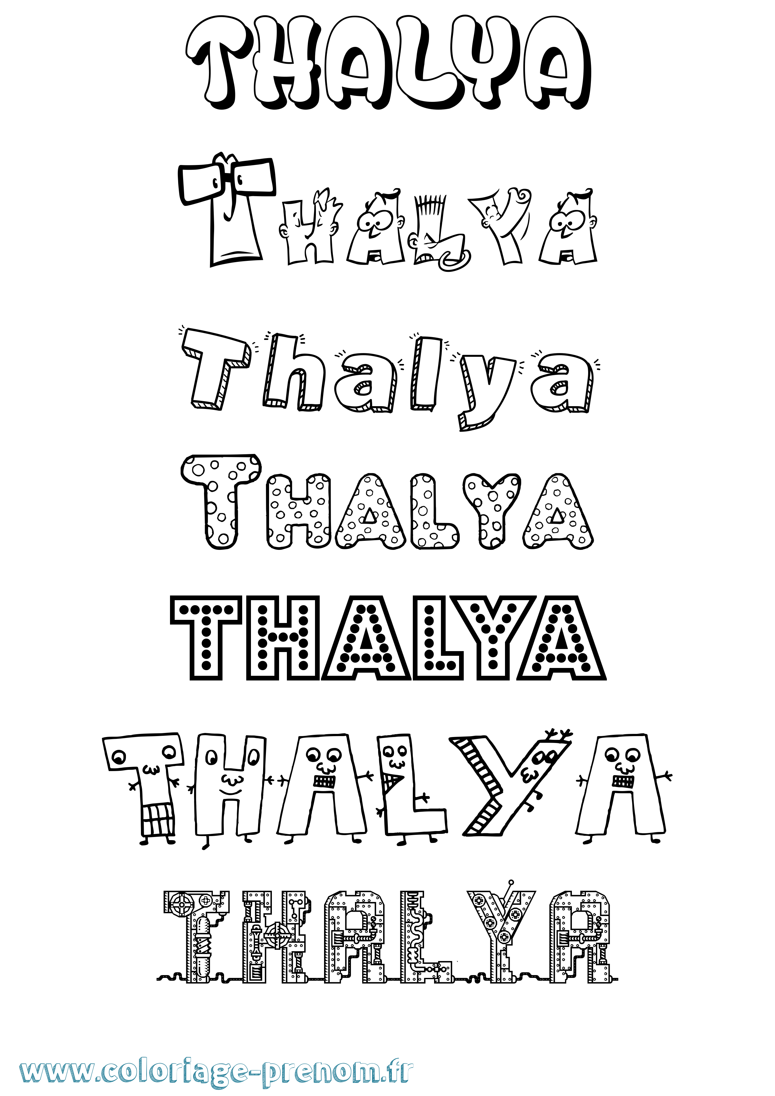 Coloriage prénom Thalya Fun