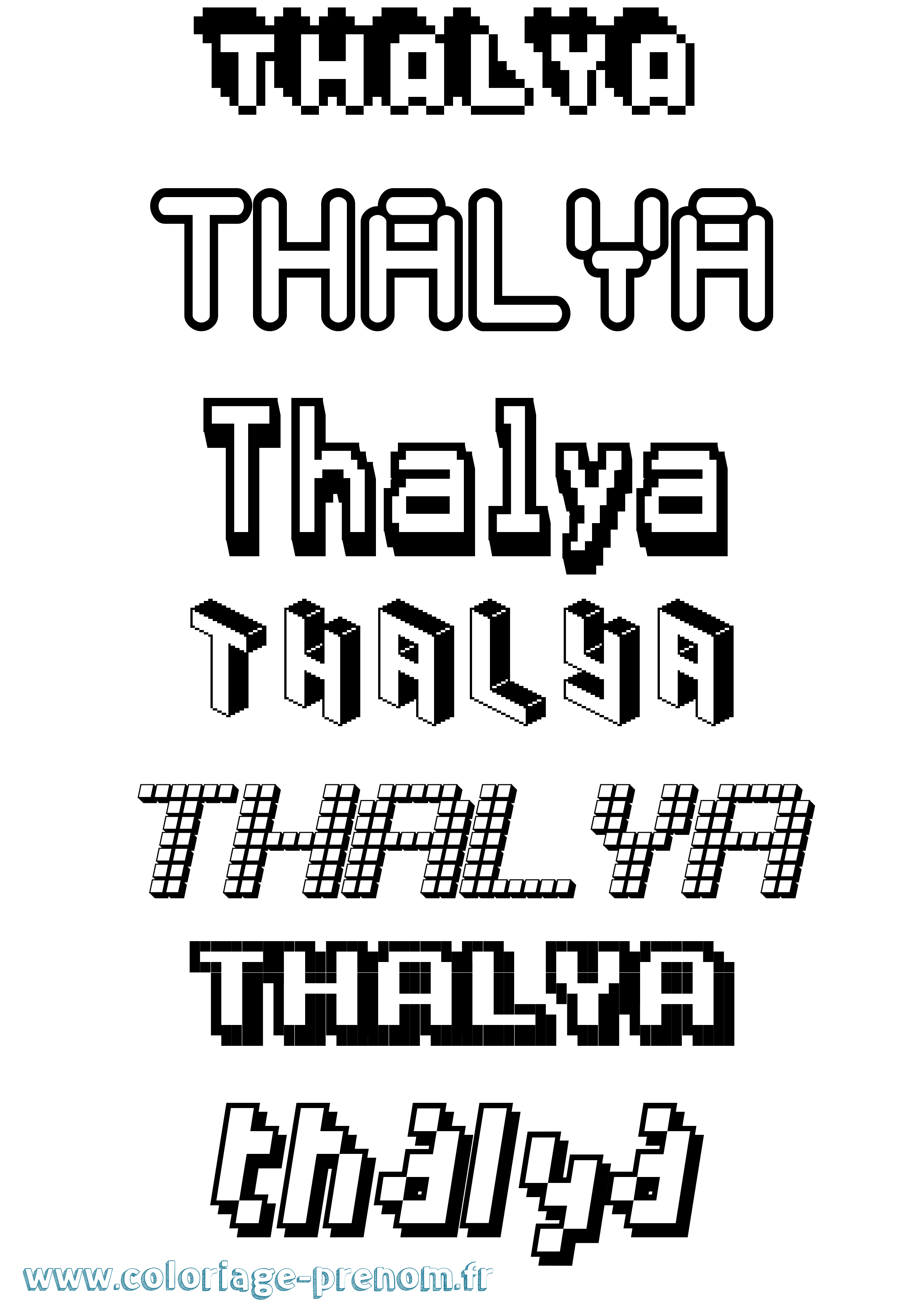 Coloriage prénom Thalya Pixel