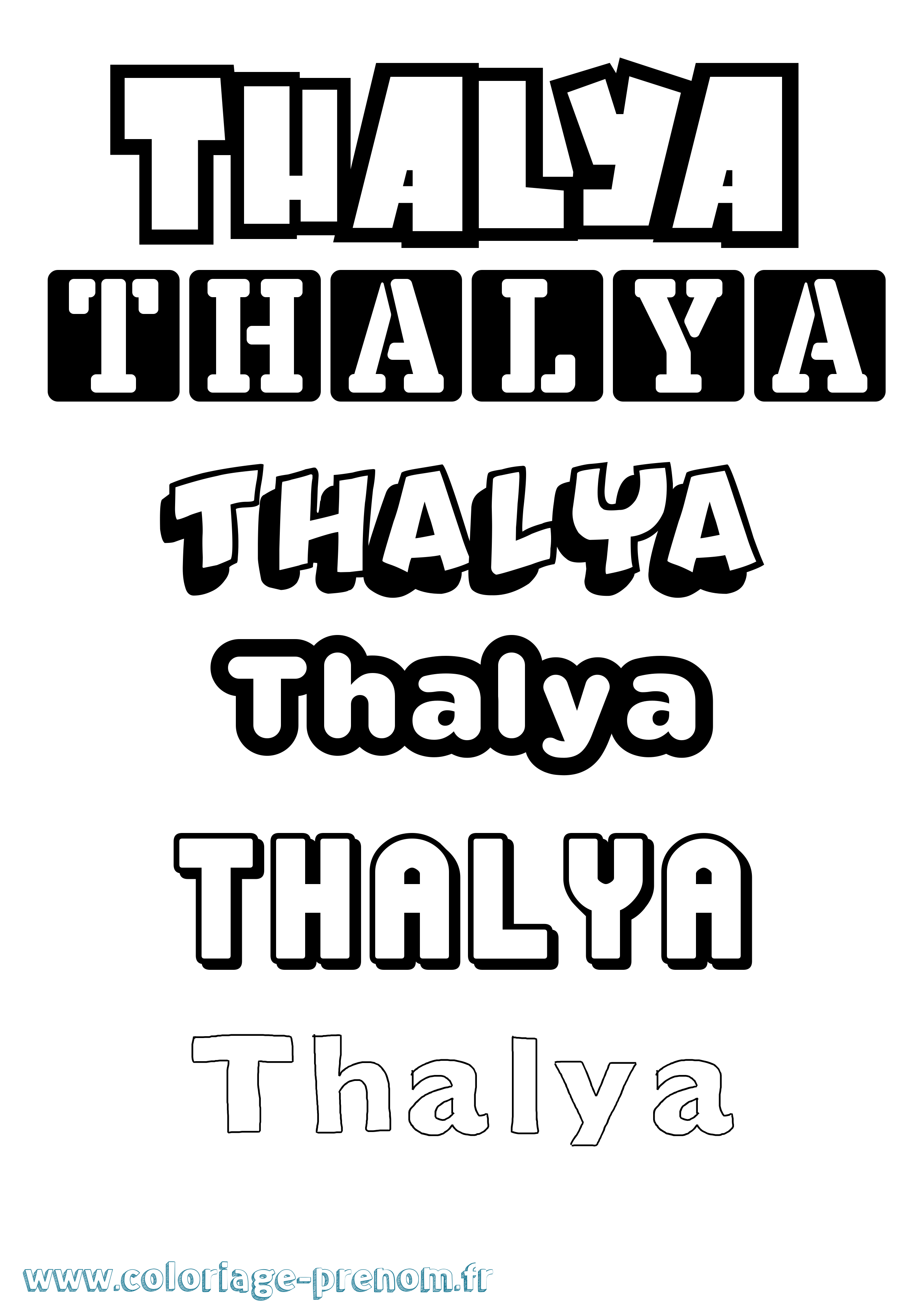 Coloriage prénom Thalya Simple