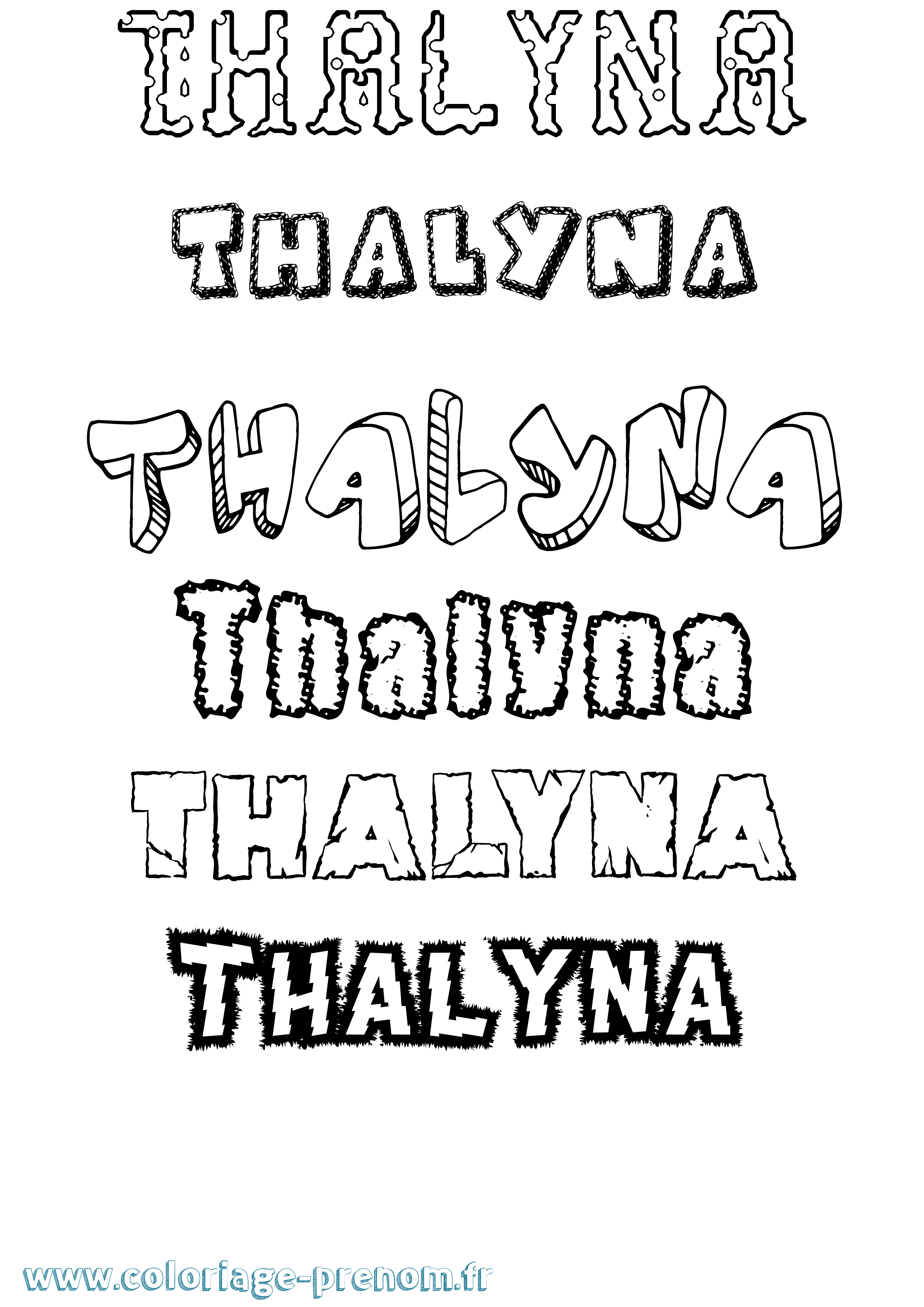 Coloriage prénom Thalyna Destructuré