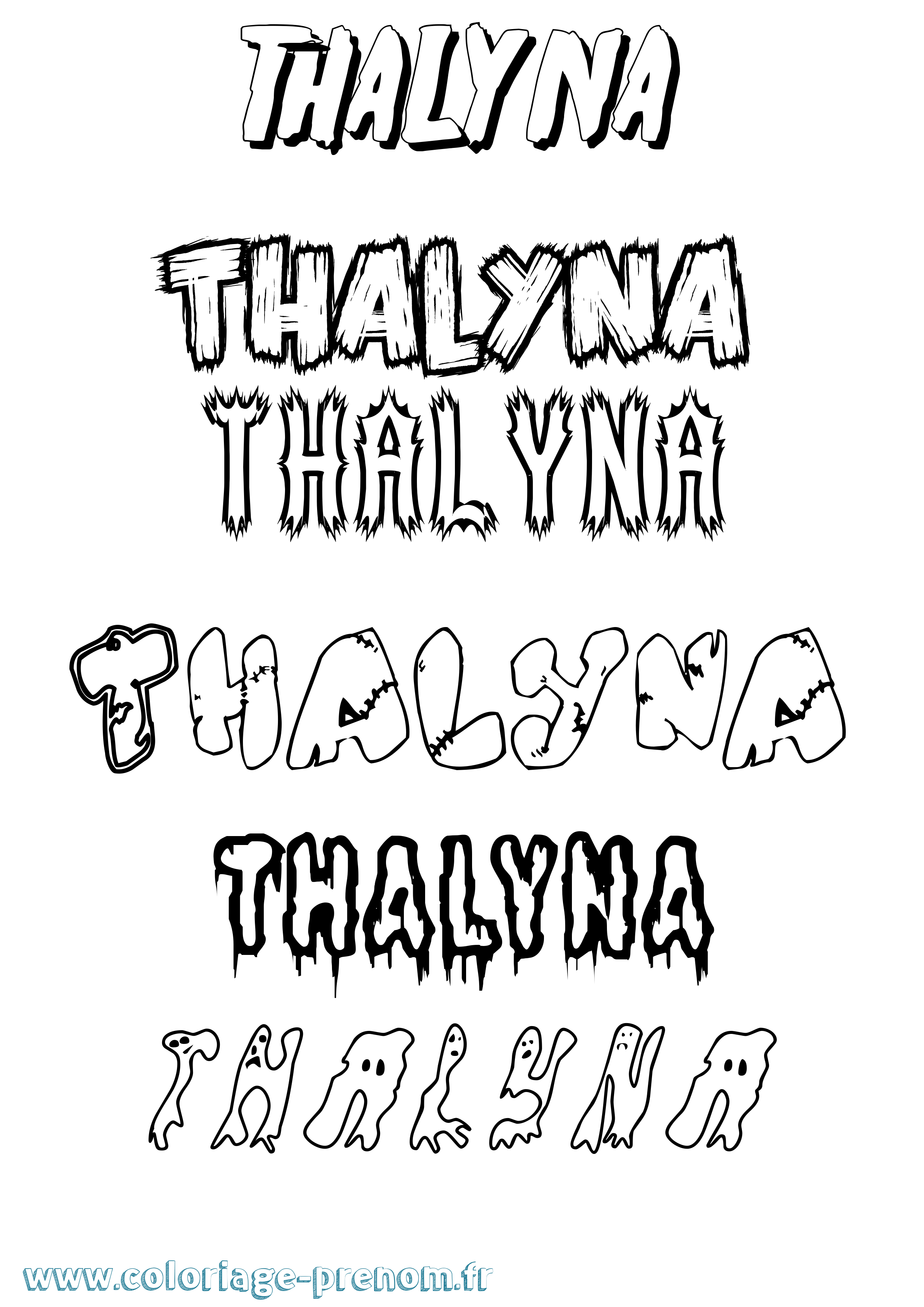 Coloriage prénom Thalyna Frisson