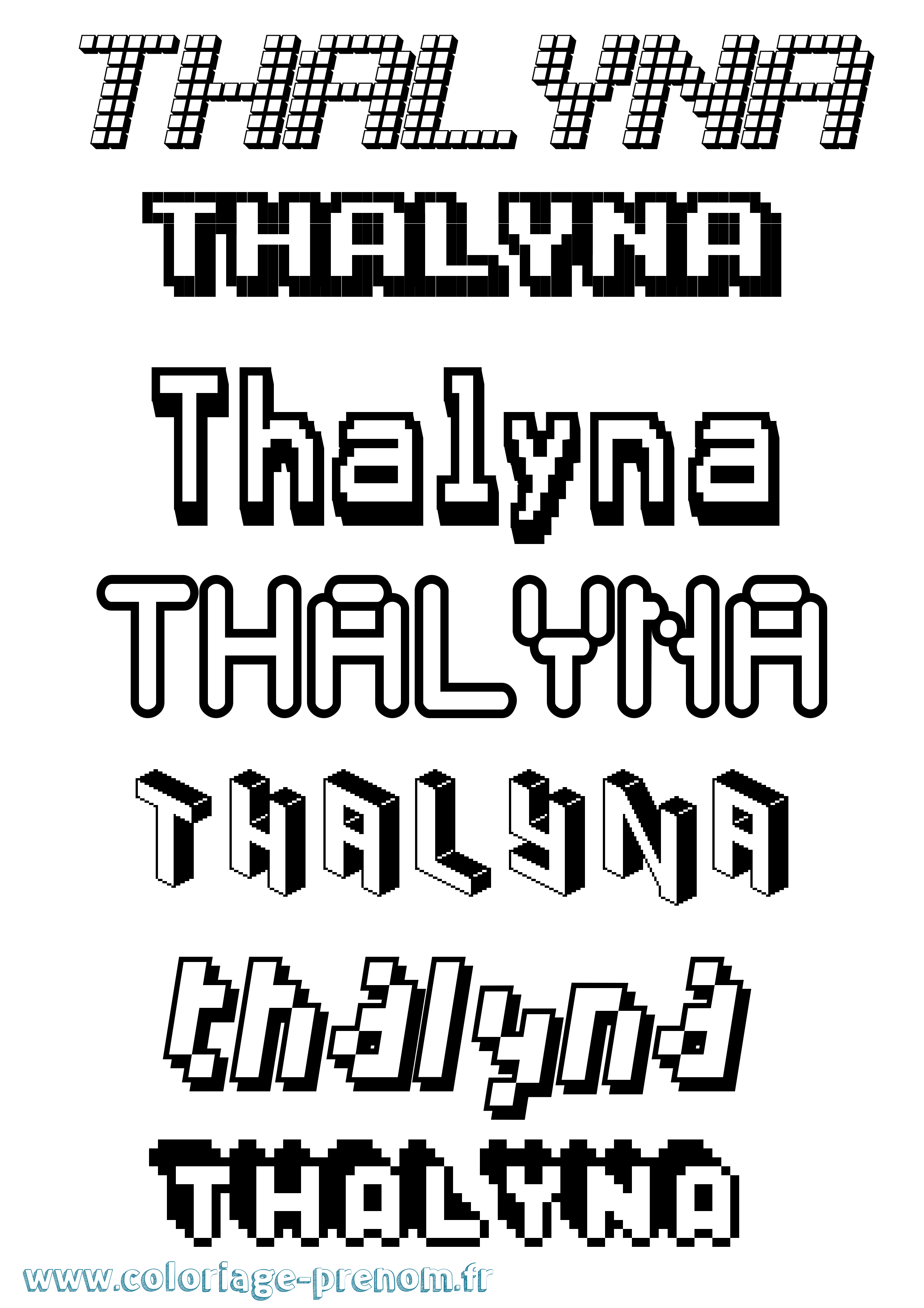 Coloriage prénom Thalyna Pixel