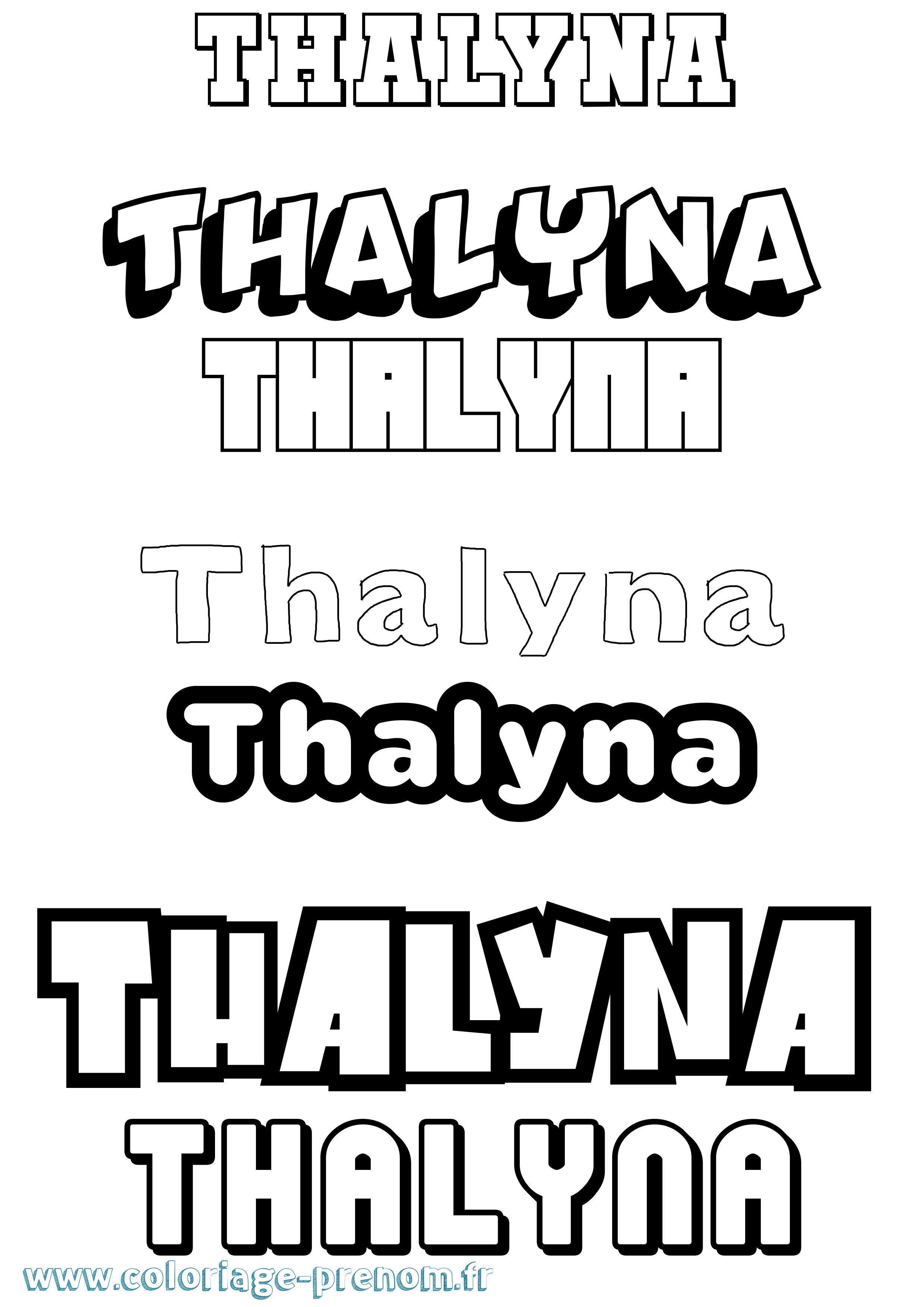Coloriage prénom Thalyna Simple