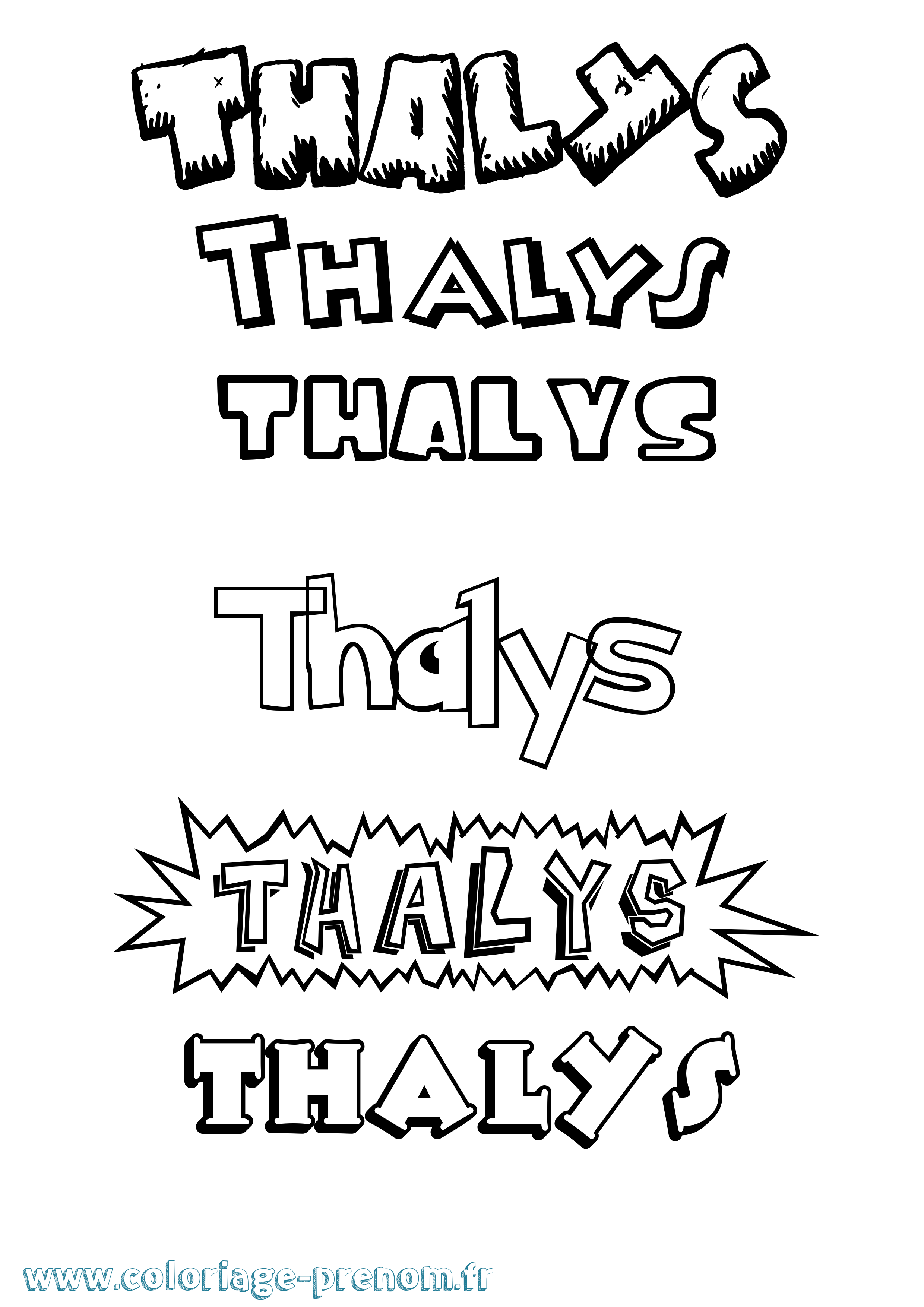 Coloriage prénom Thalys Dessin Animé